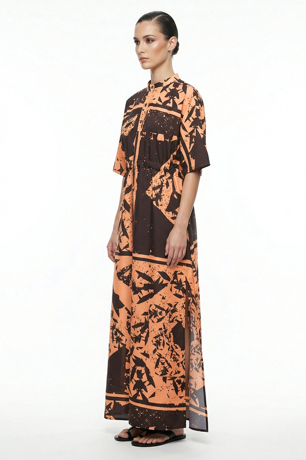 Yellow Viscose Blend Maxi Dress