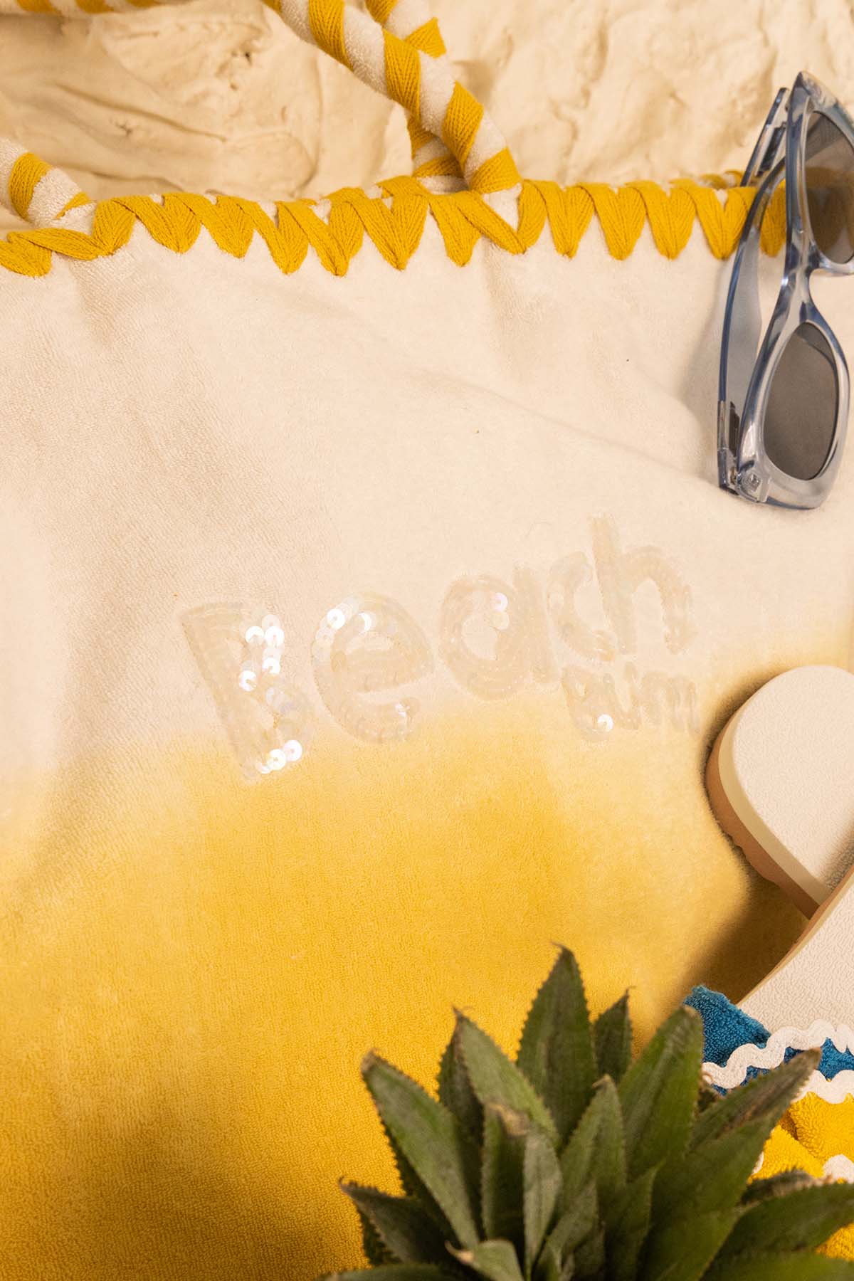 Yellow & White Cotton Mini Bag