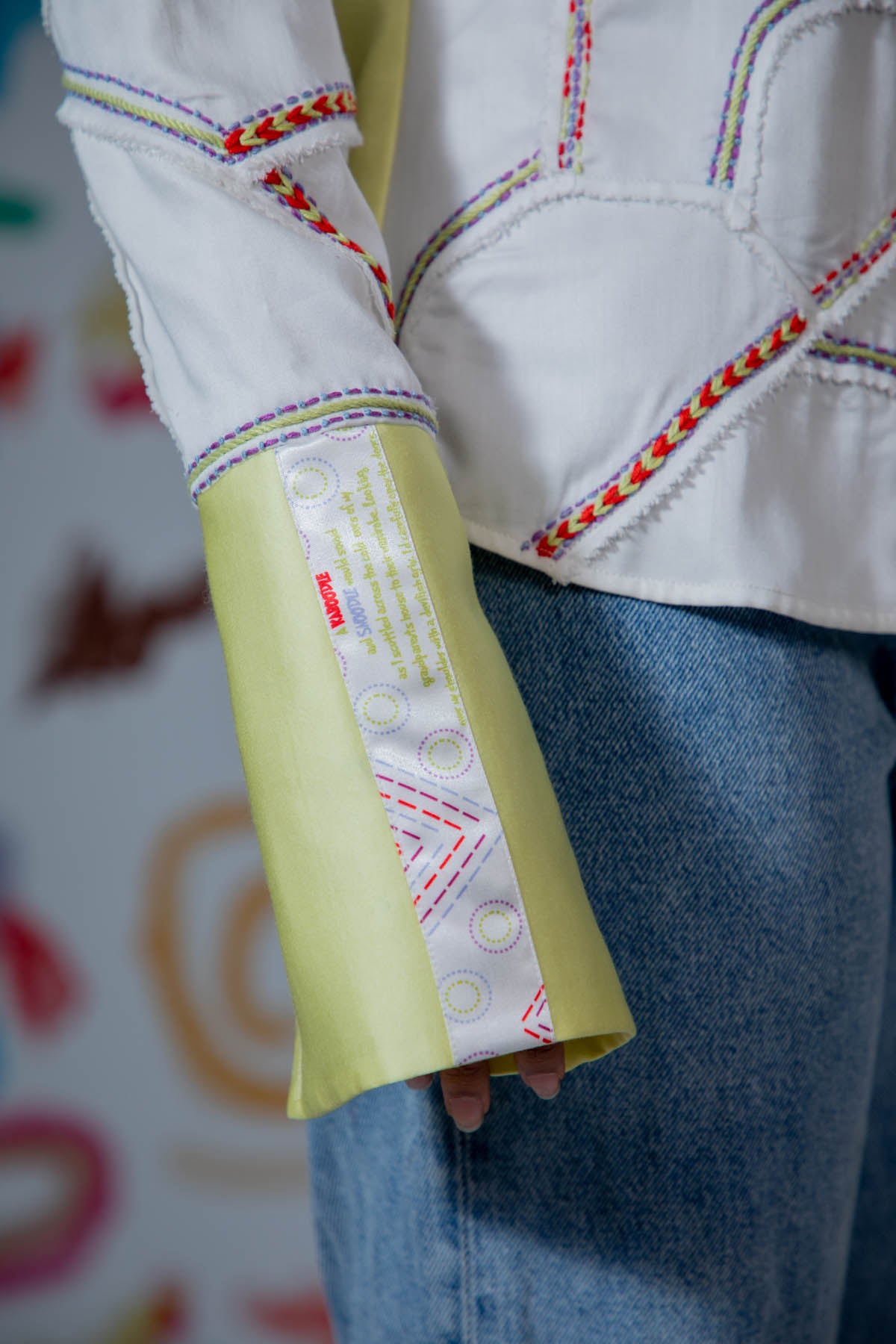 Yellow & White Embroidered Shirt