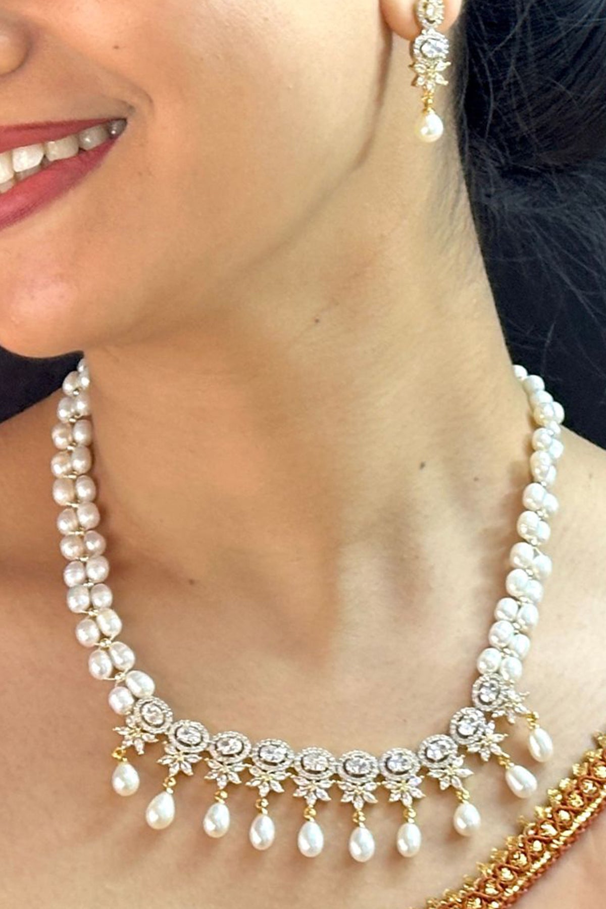 Buy Yellow White Oval Jewellery Set for women by J Pearls online available at scrollnshops