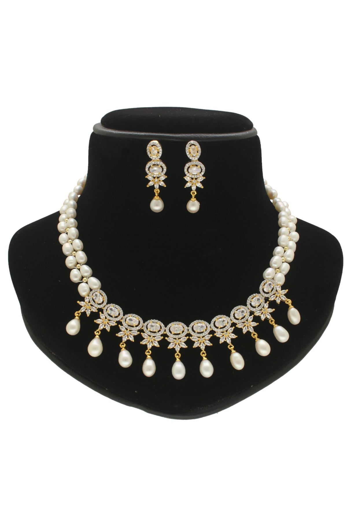 Yellow White Oval Jewellery Set