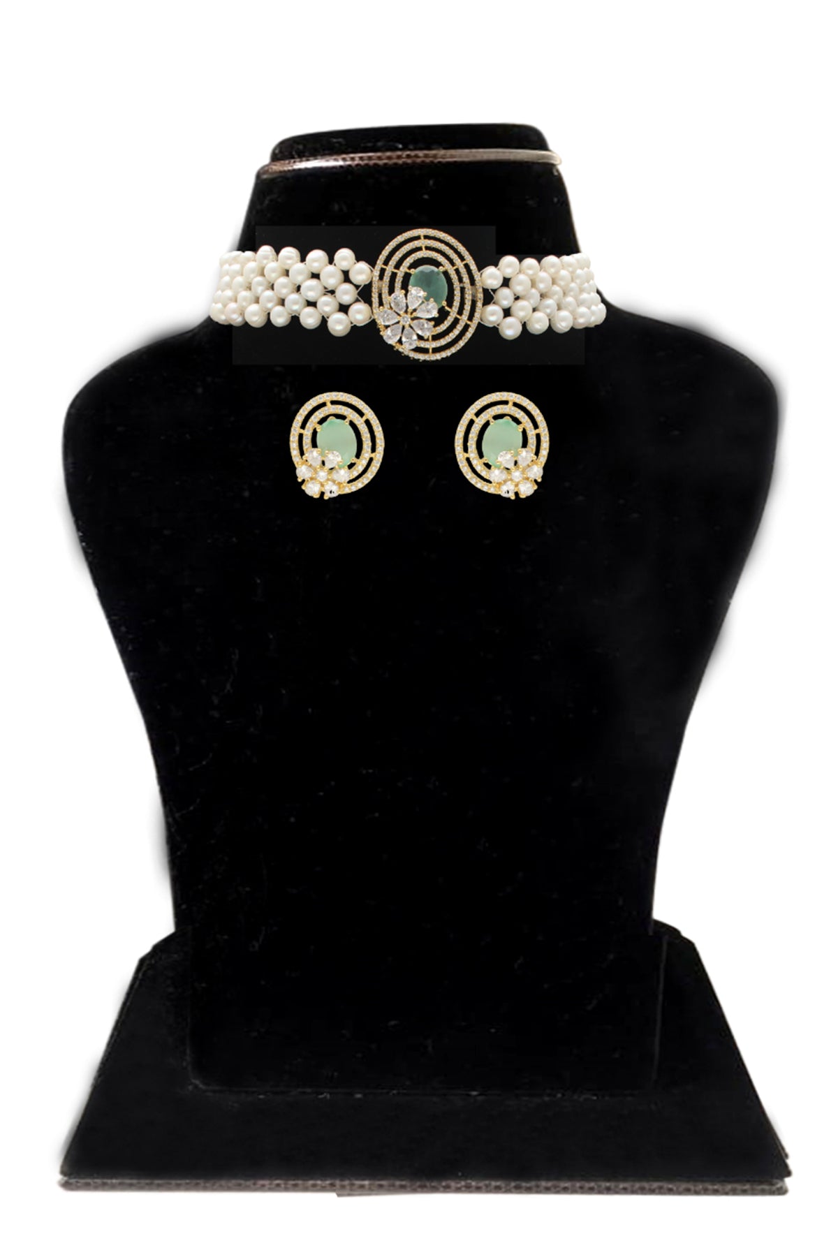 Yellow White Pearl Choker Set