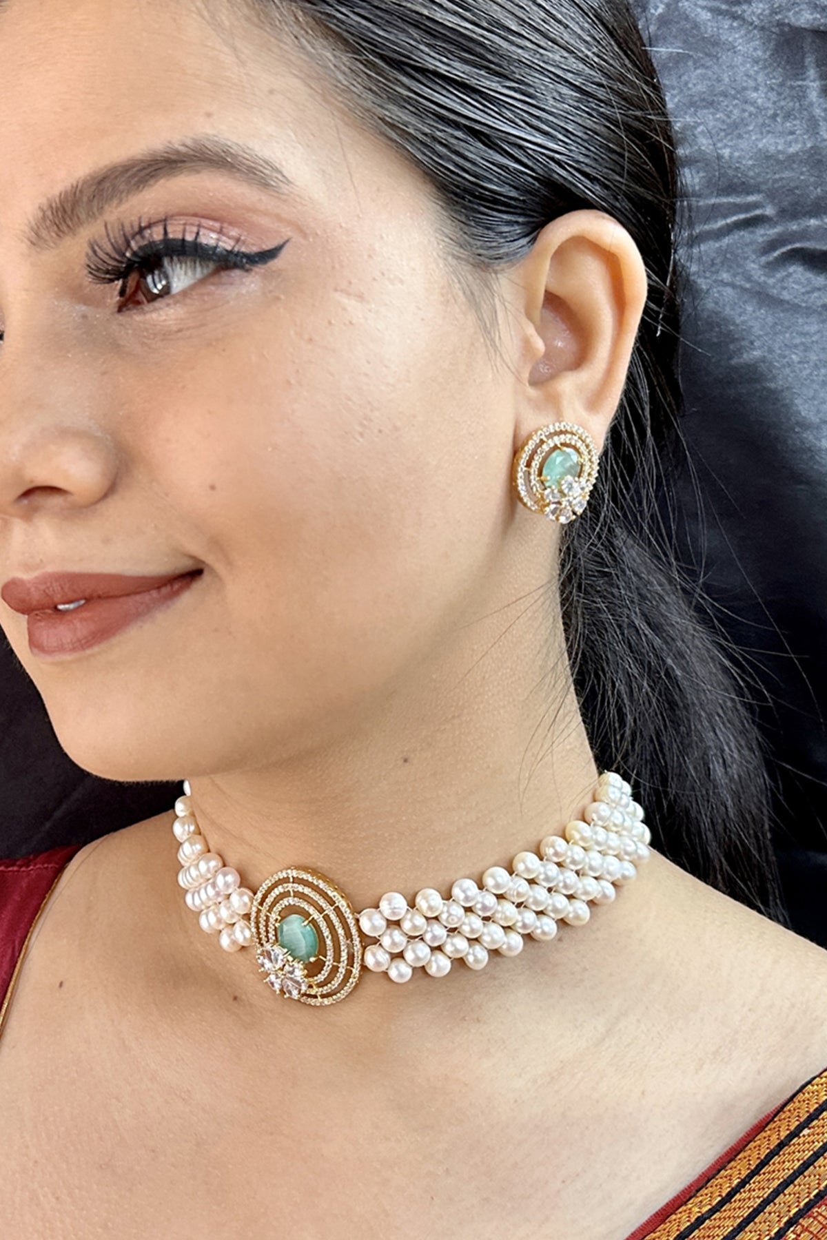 Buy Yellow White Pearl Choker Set for women by J Pearls online available at scrollnshops