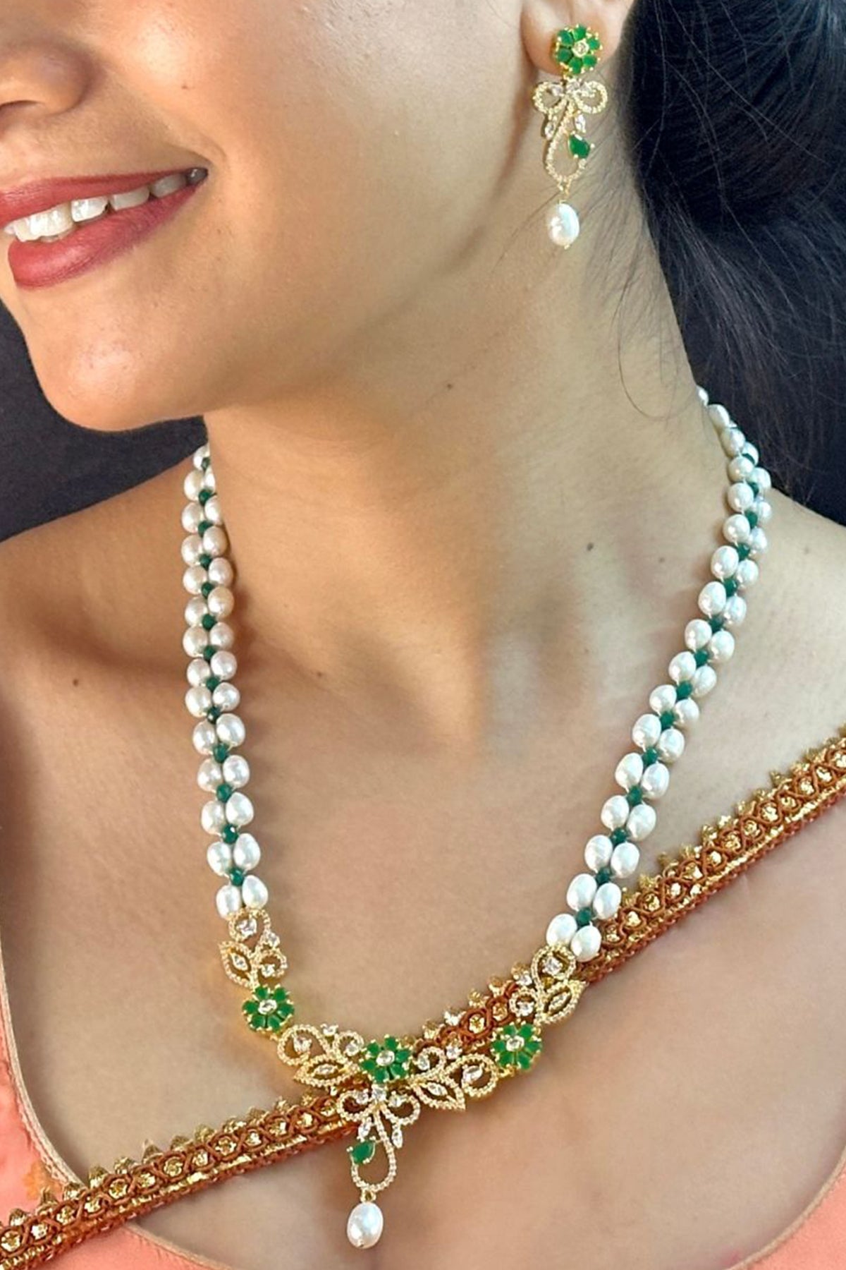 Buy Yellow & White Stone Jewellery for women by J Pearls online available at scrollnshops