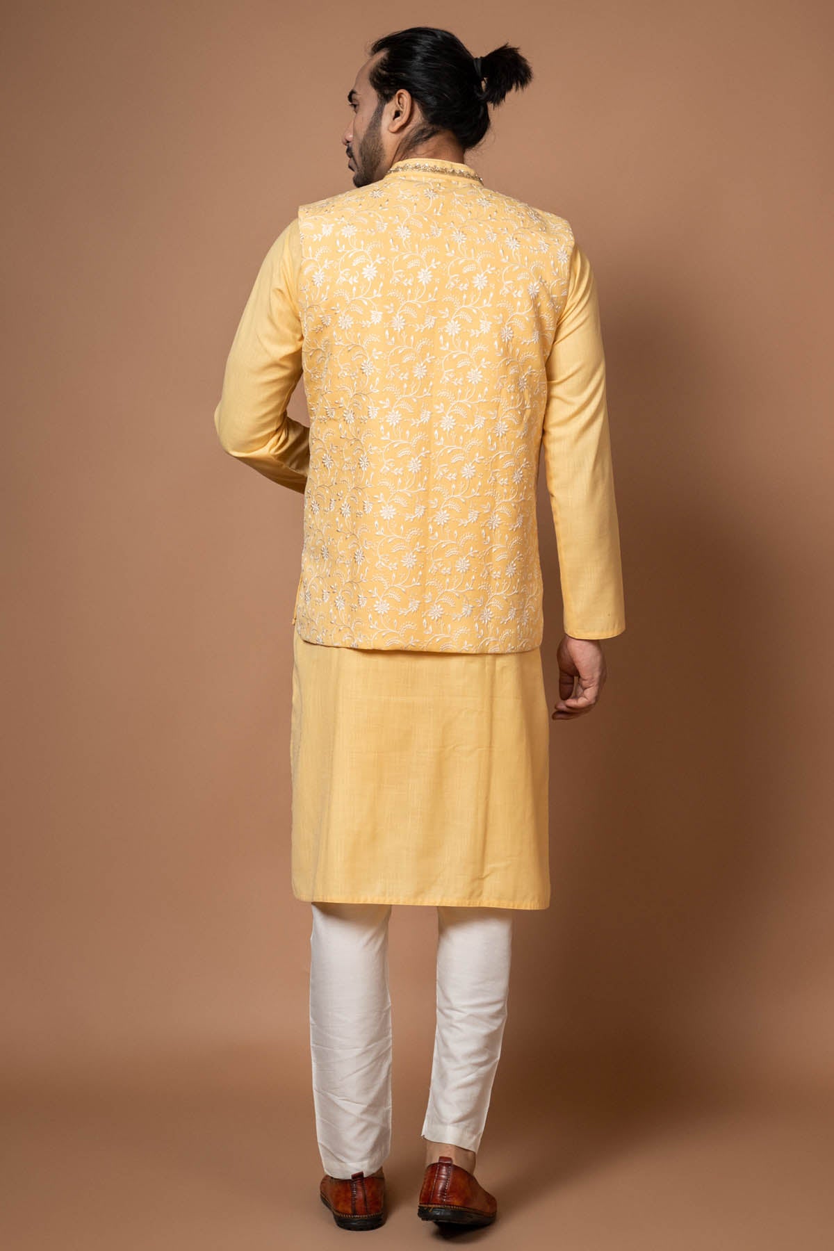Yellow Zardosi Embroidered Bundi