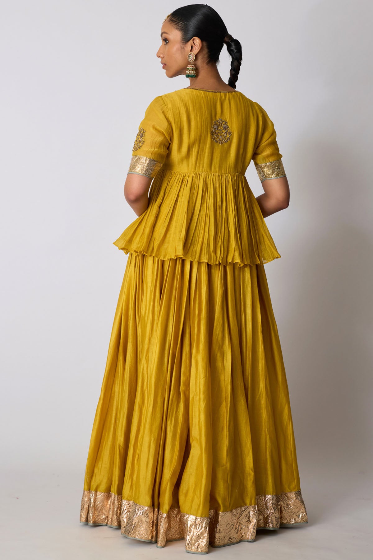 Yellow Zardozi Gota Lehenga Set