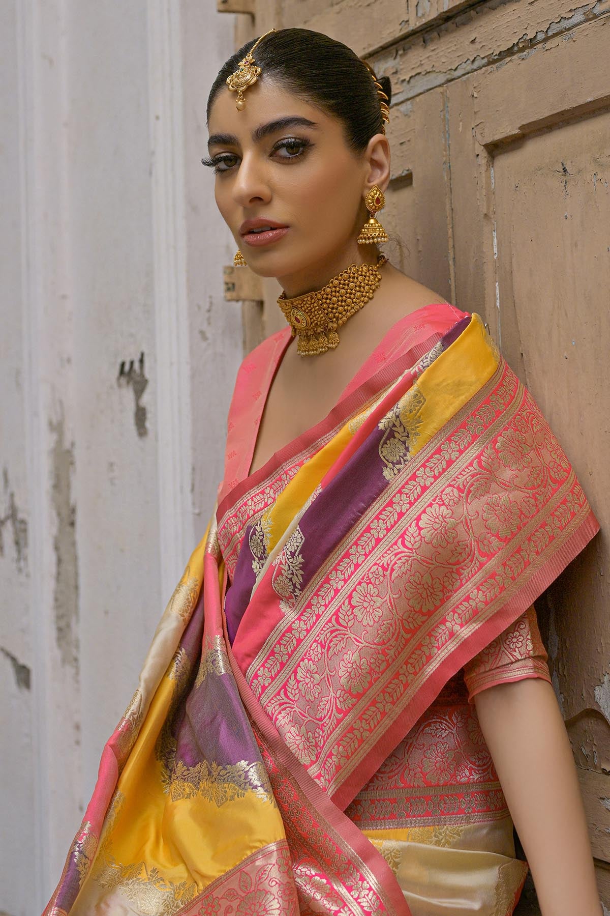 Yellow Zari Banarasi Silk Saree
