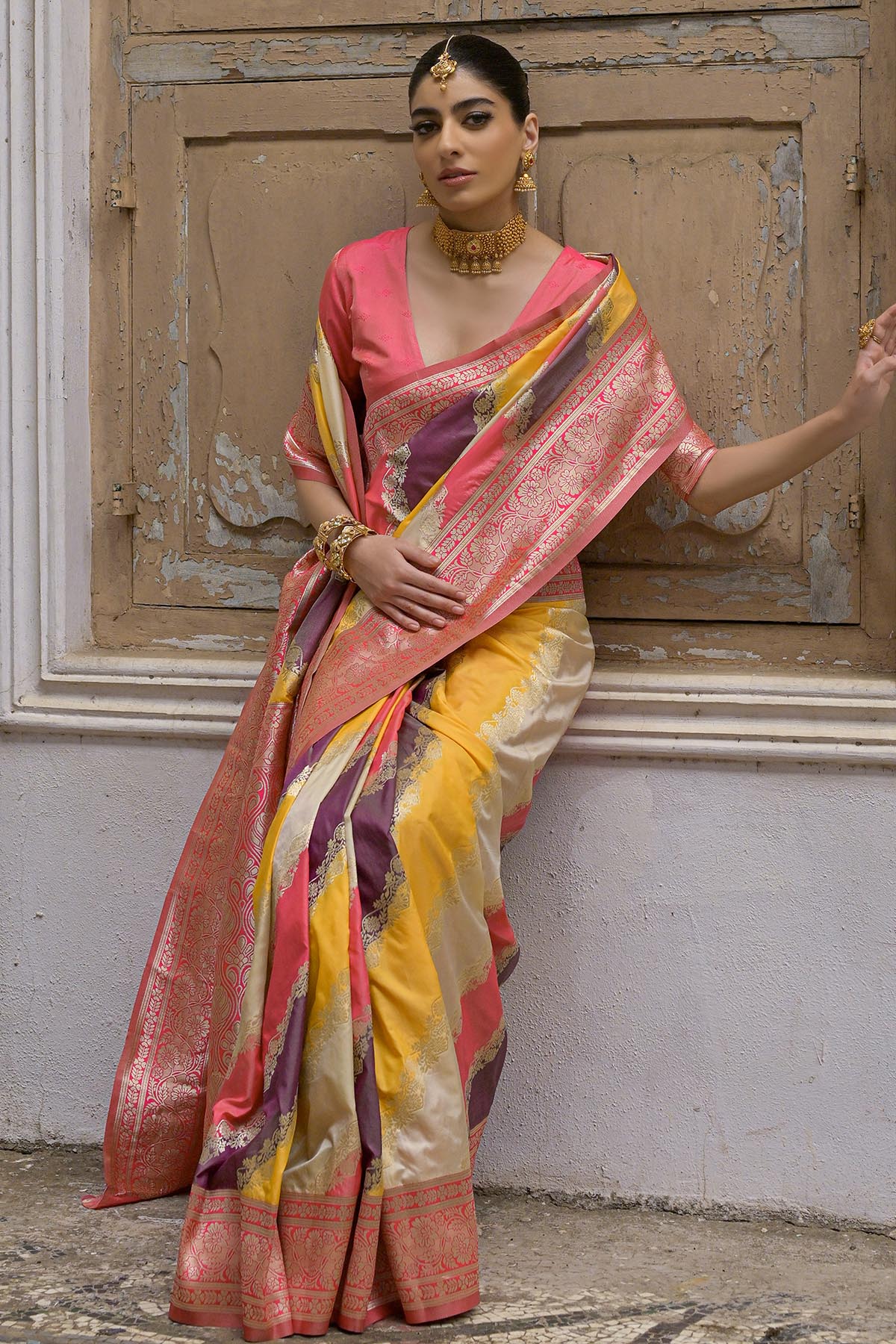 Yellow Zari Banarasi Silk Saree