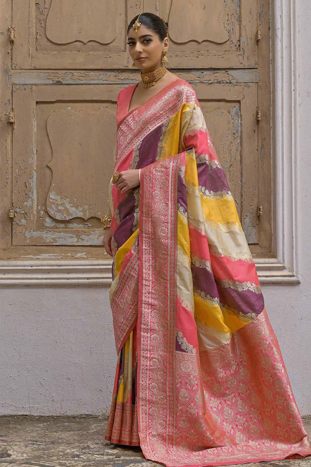 Yellow Zari Banarasi Silk Saree
