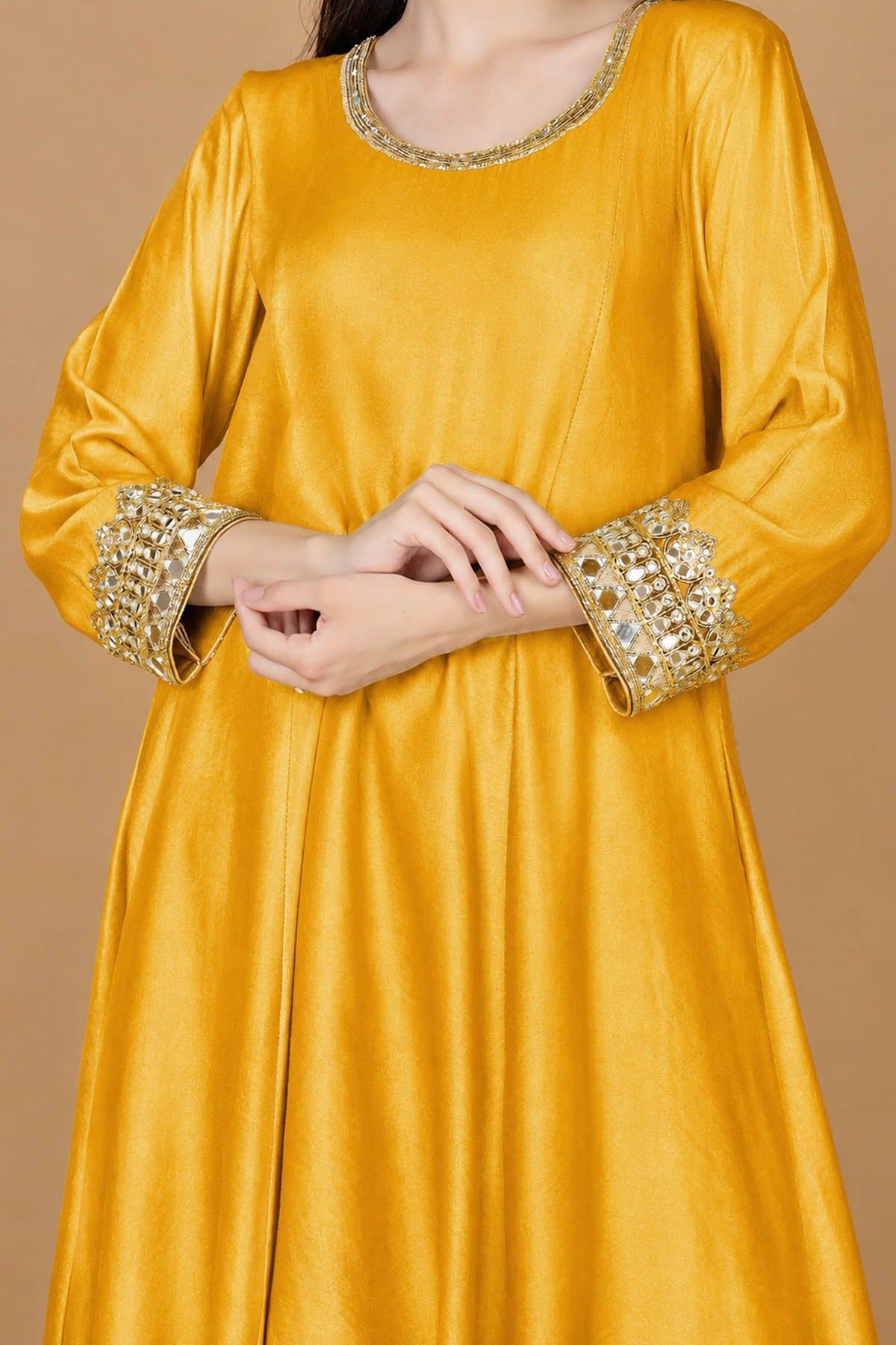 Yellow Zari & Cutdana Kurta Set
