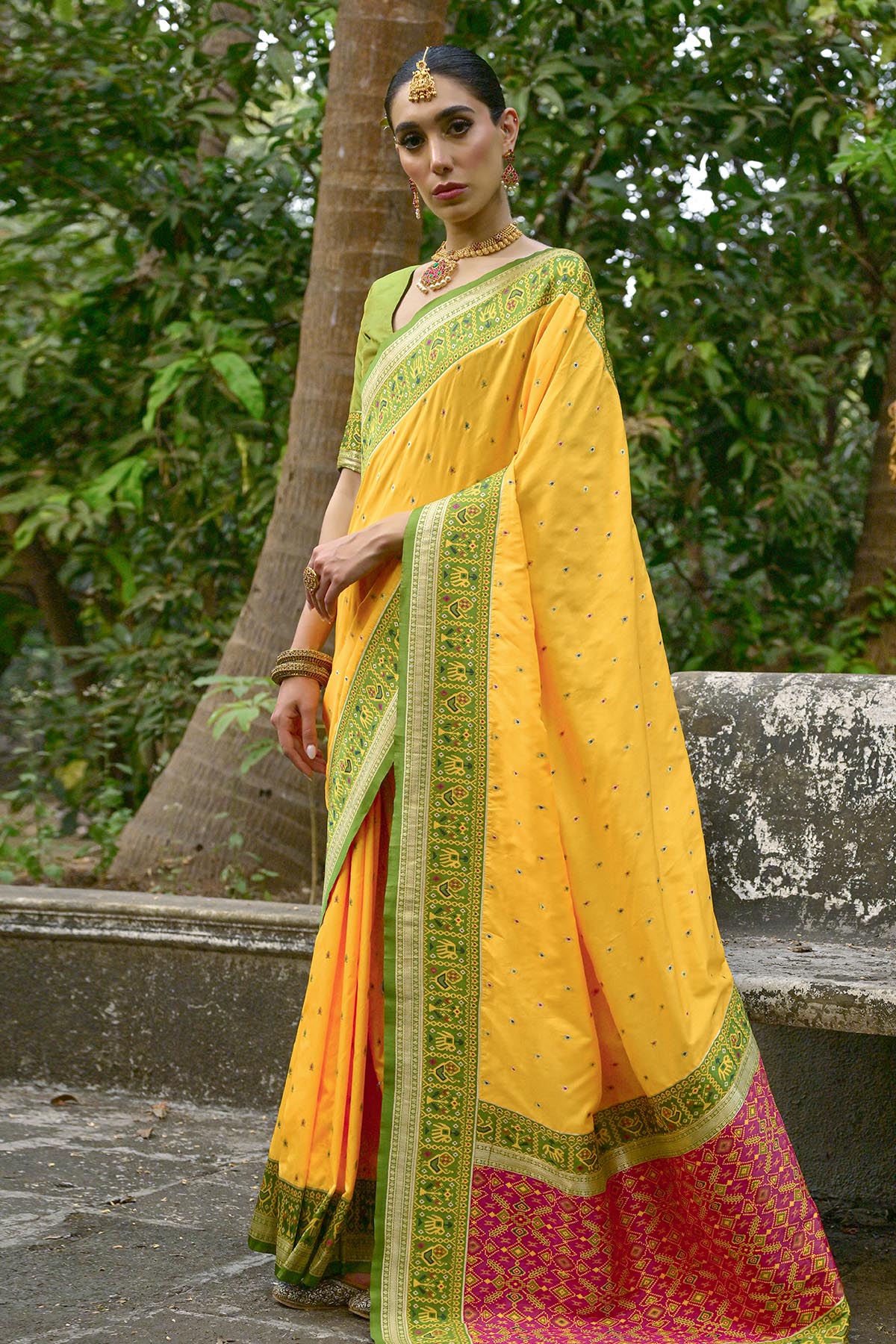 Yellow Zari Patola Design Saree