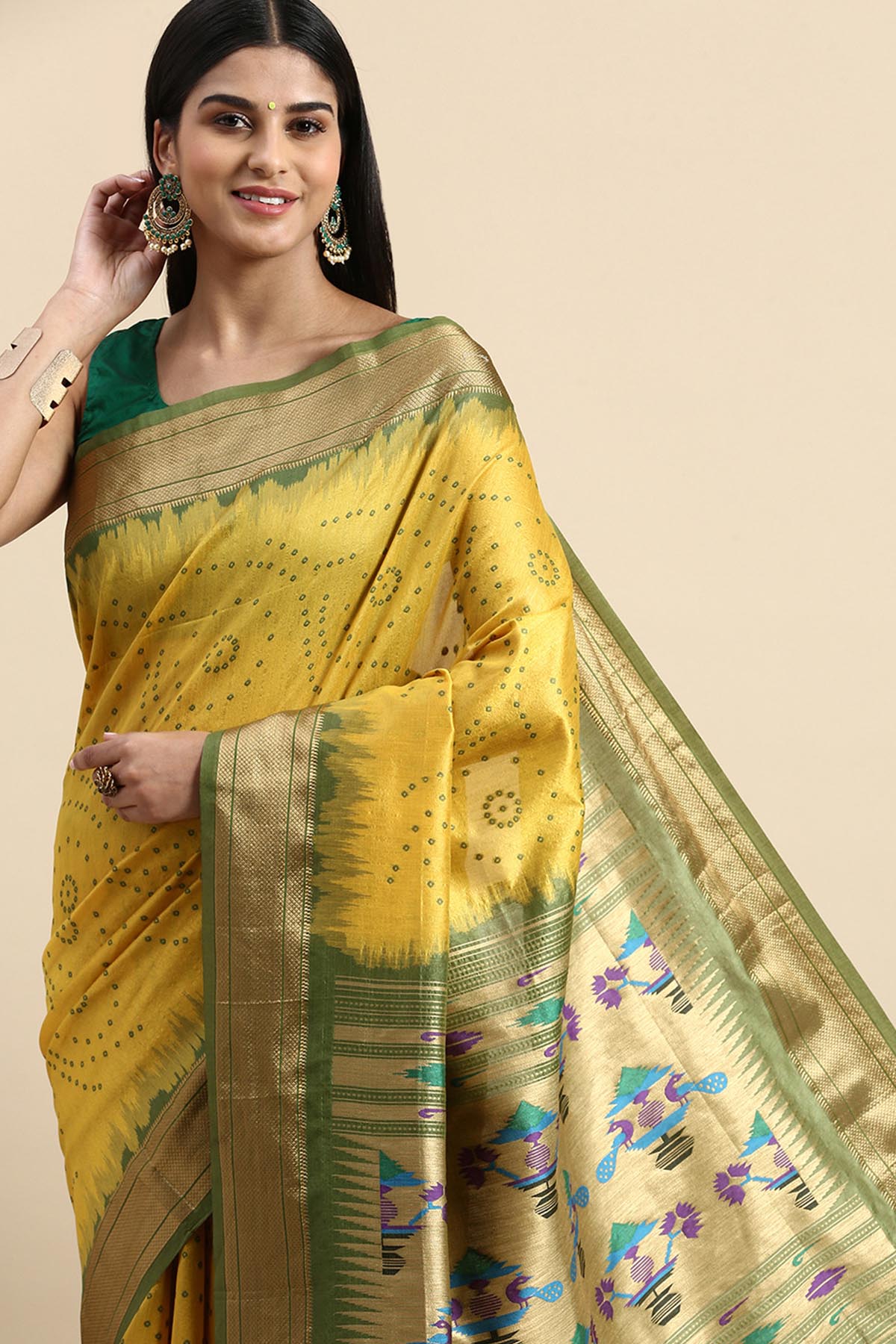 Yellow Zari Woven Design Saree