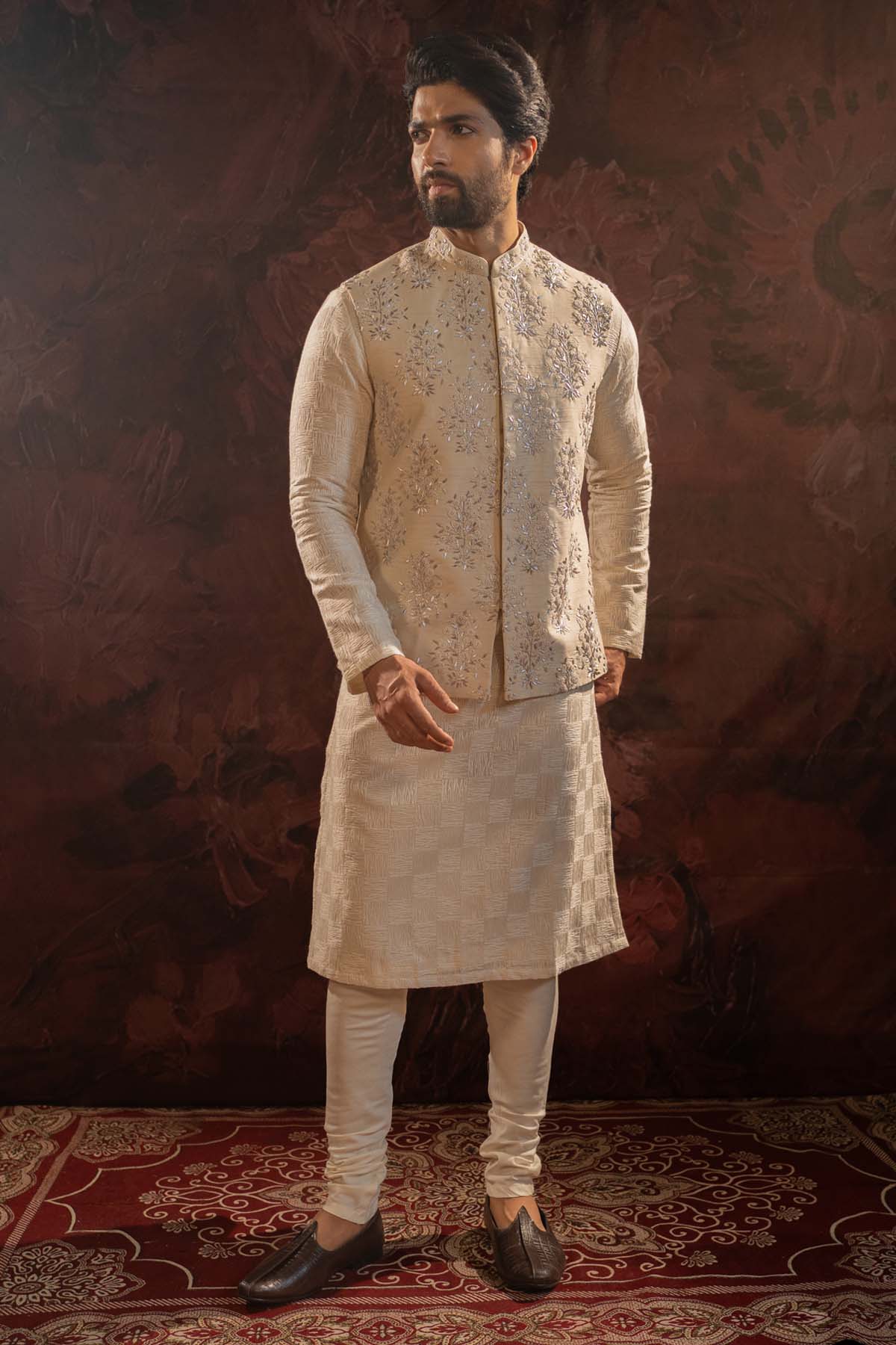 Zardosi Floral Jacket & Kurta Set