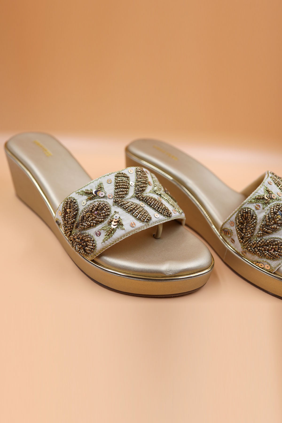 Zardosi Embroidered Gold Wedges
