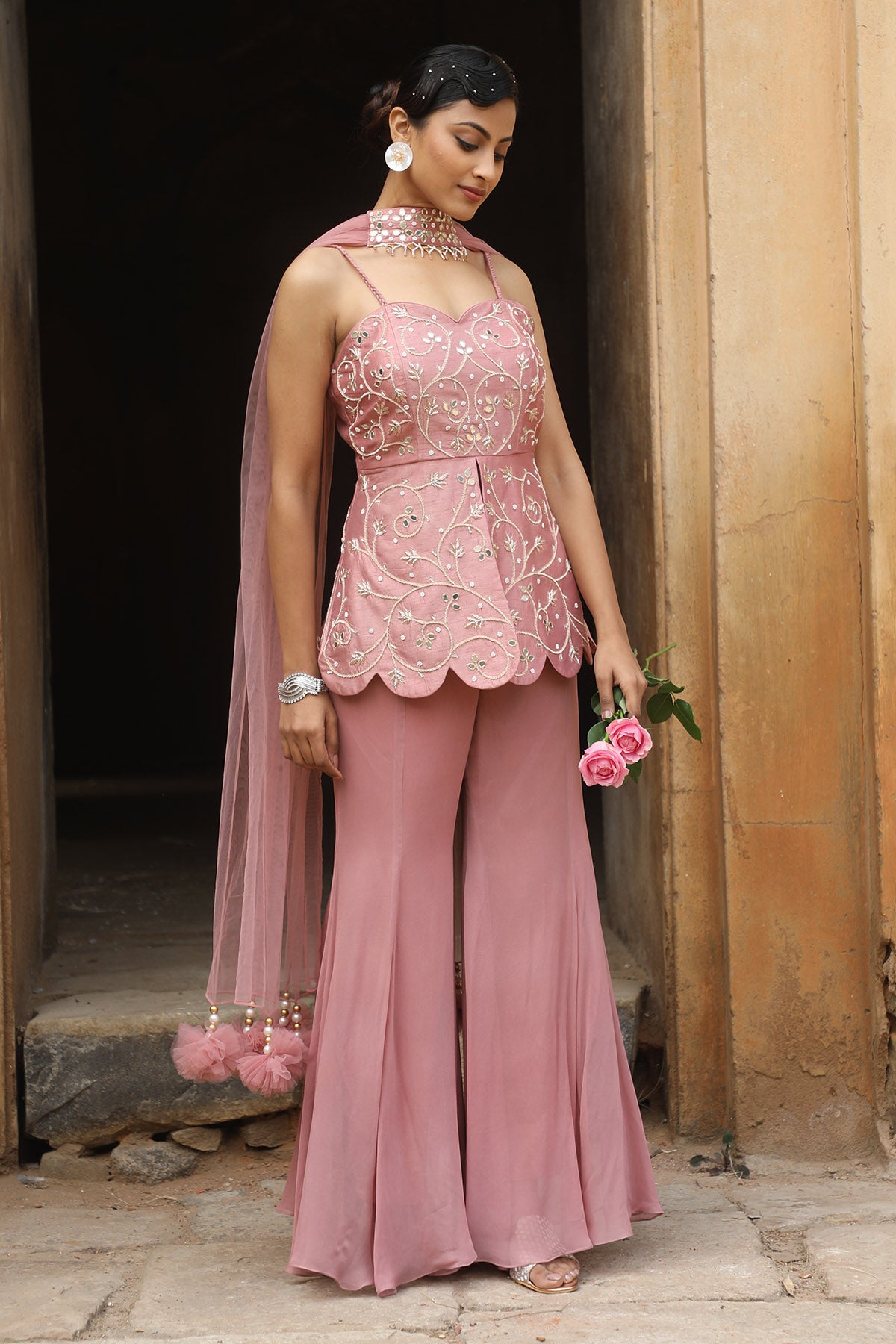 Zardosi Embroidered Sharara Set