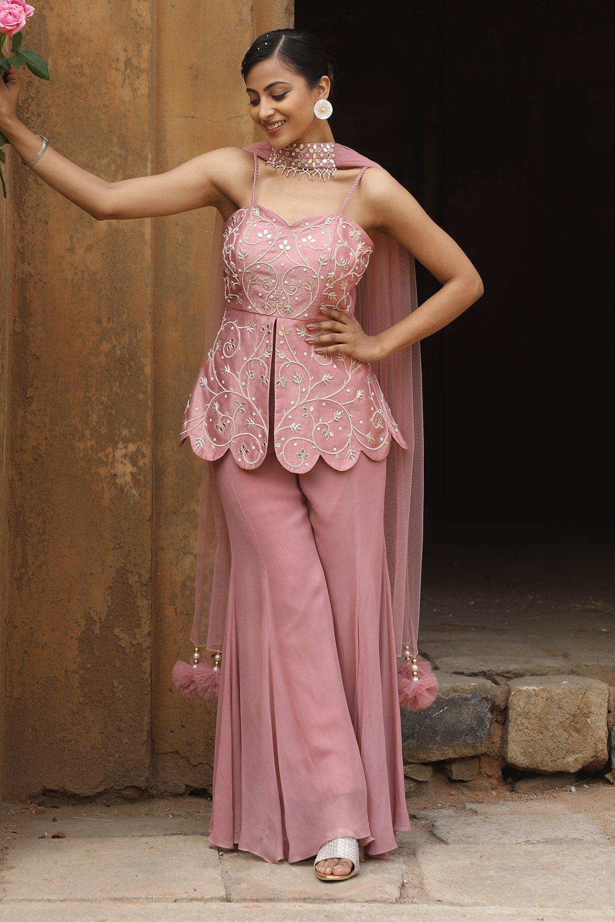 Buy Zardosi Embroidered Sharara Set by Nitisha Kashyap for women online at ScrollnShops