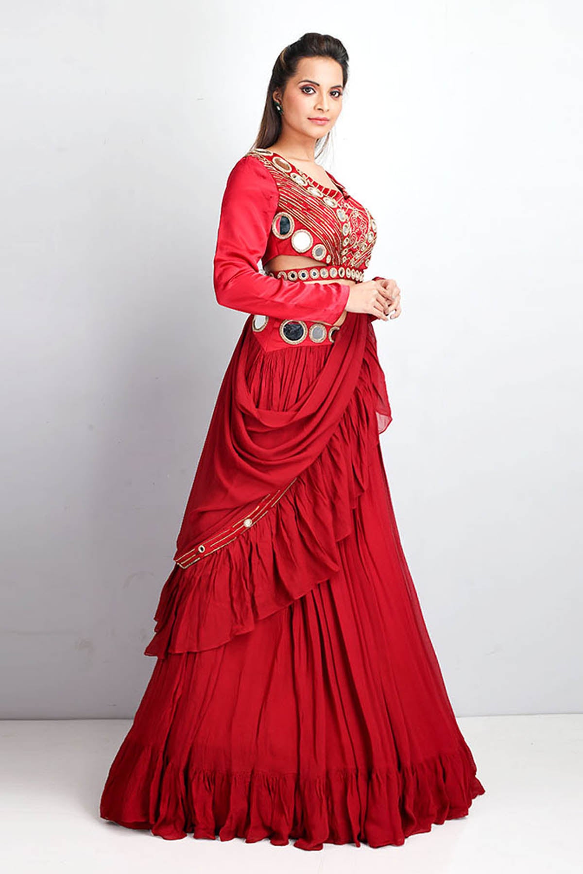 Mirror & Sequined Lehenga Set