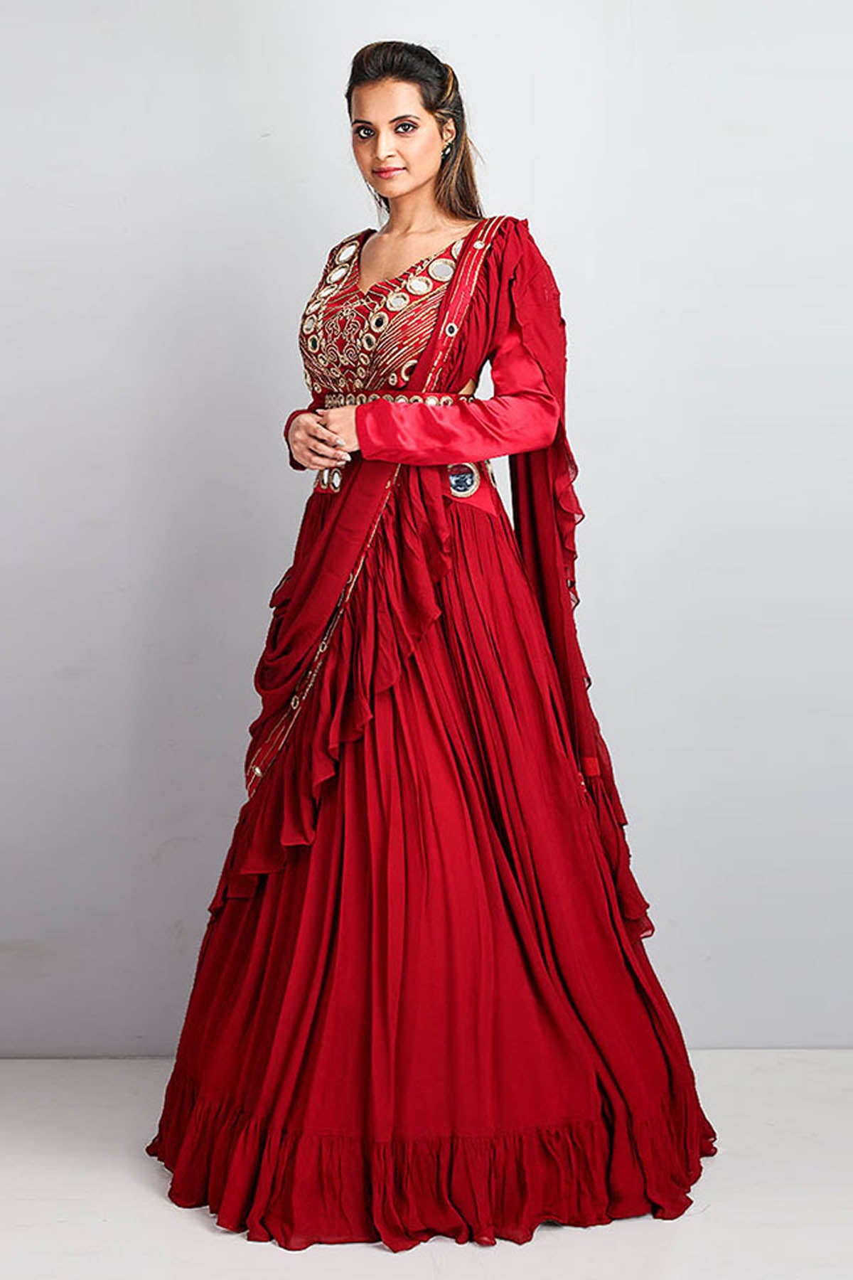 Mirror & Sequined Lehenga Set