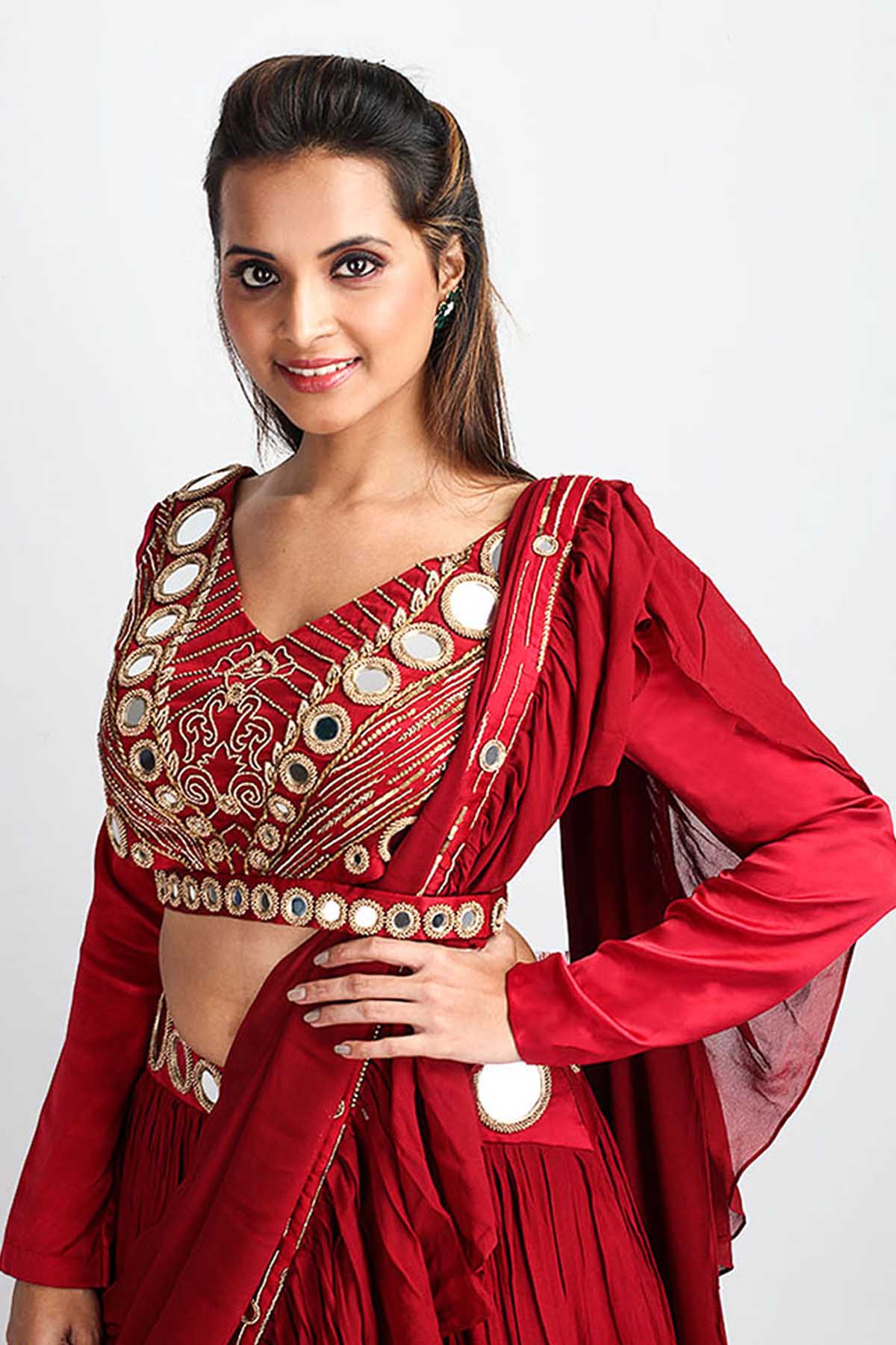 Mirror & Sequined Lehenga Set