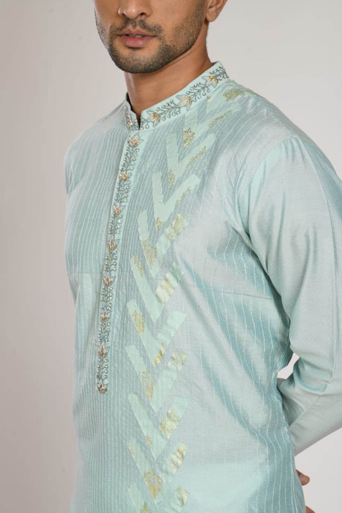 Aqua Blue Banarsi Kurta Set