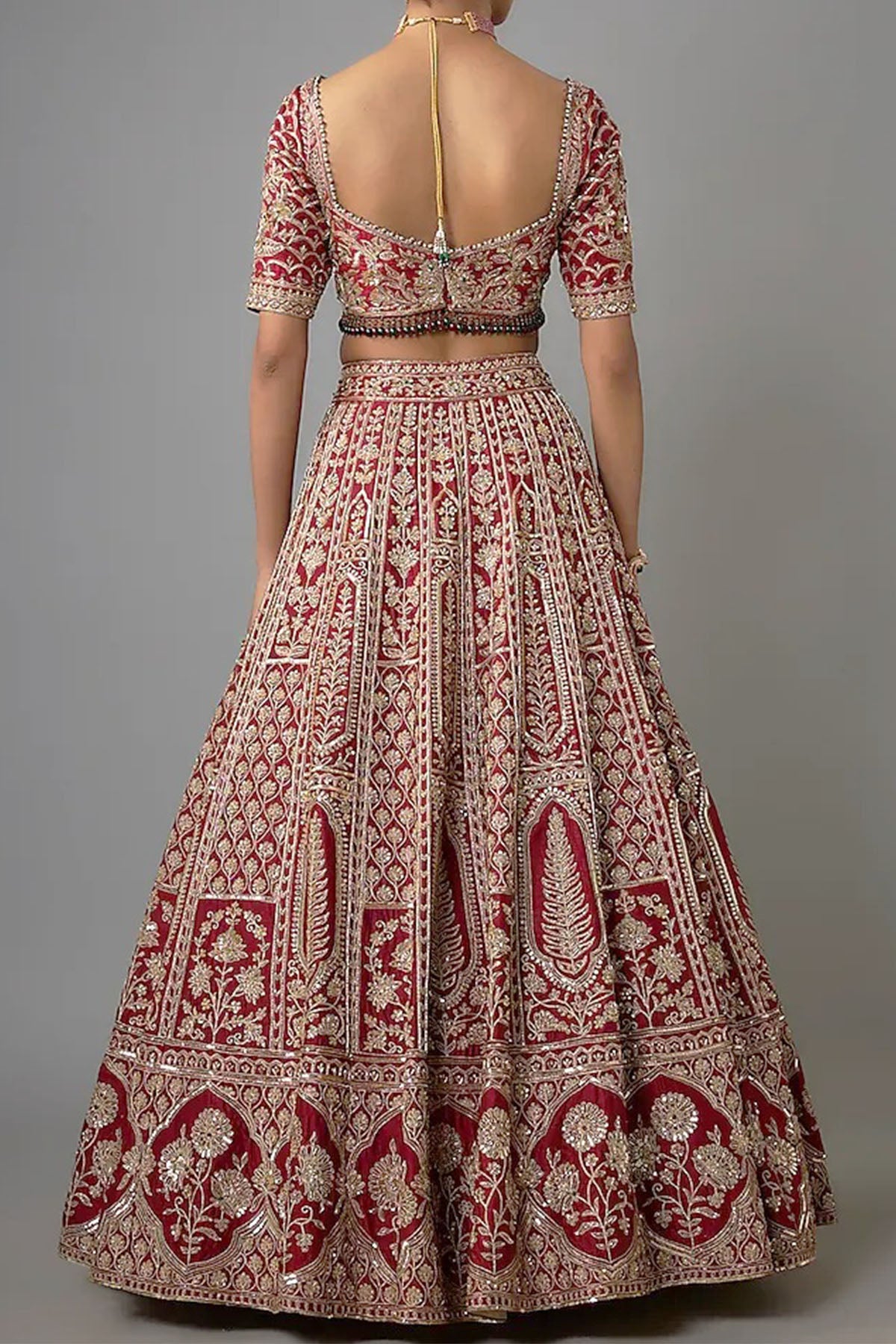 Zardozi Dupion Red Lehenga Set