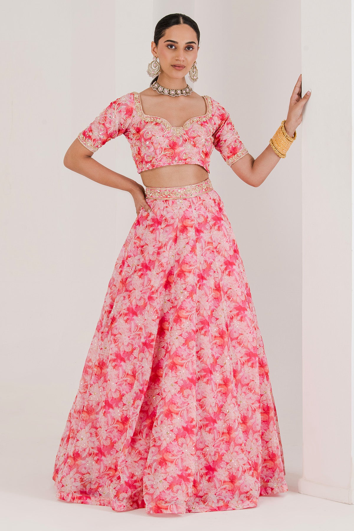 Zardozi Work Pink Lehenga Set