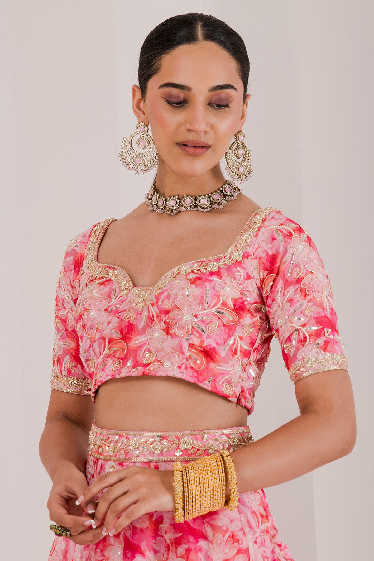 Zardozi Work Pink Lehenga Set