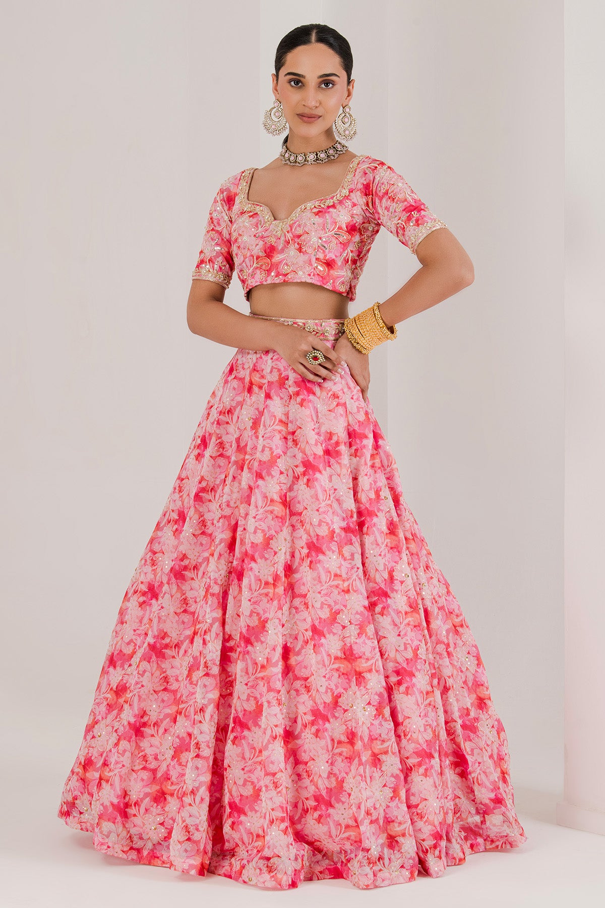 Zardozi Work Pink Lehenga Set