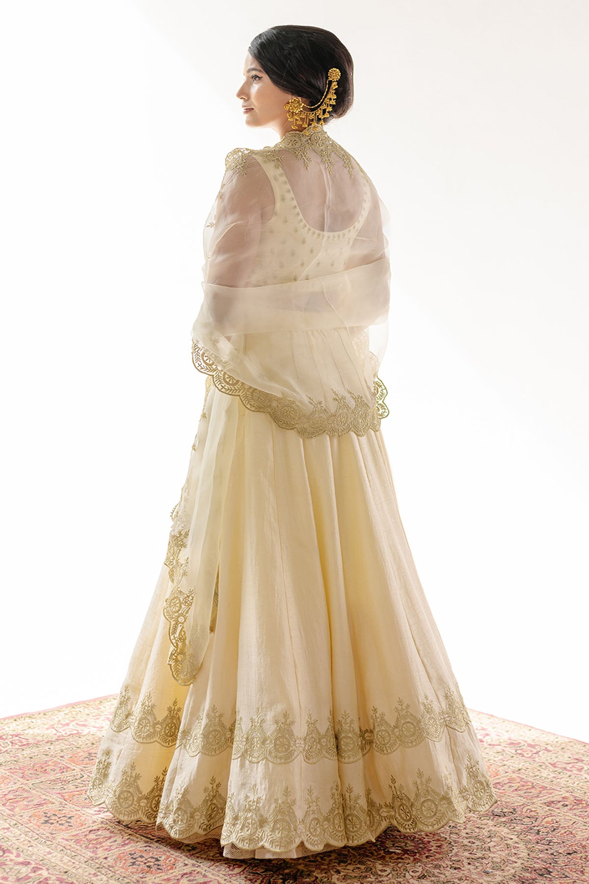 Zari Raw Silk Ivory Lehenga Set