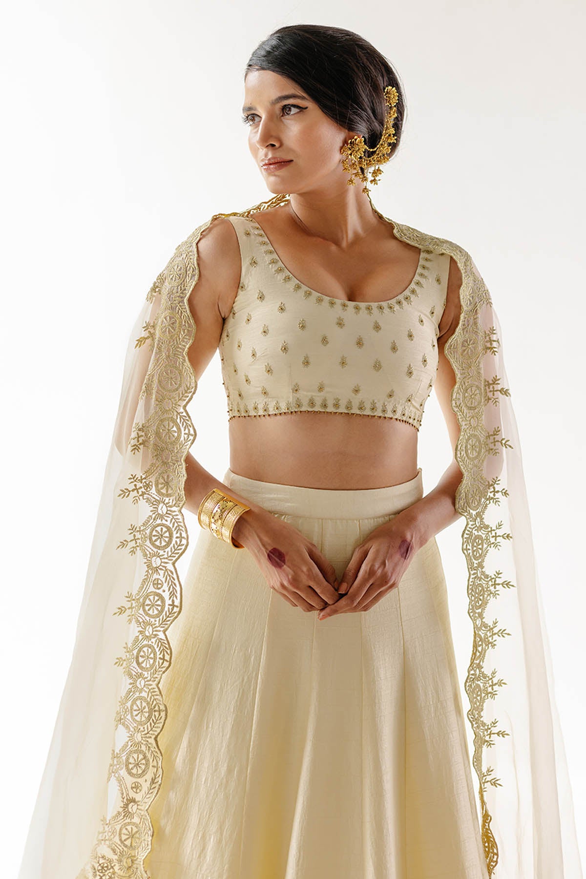 Zari Raw Silk Ivory Lehenga Set
