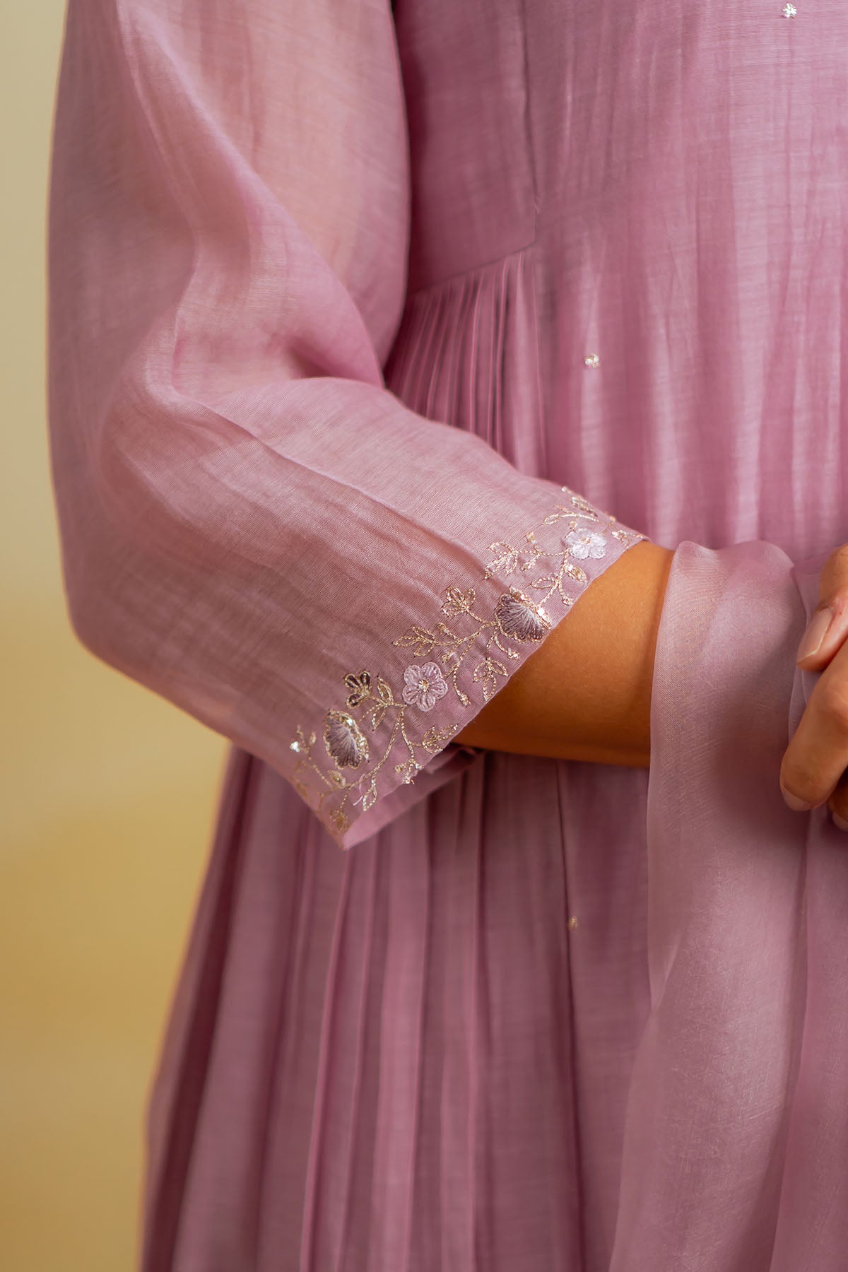 Zari Work Lavender Kurta Set