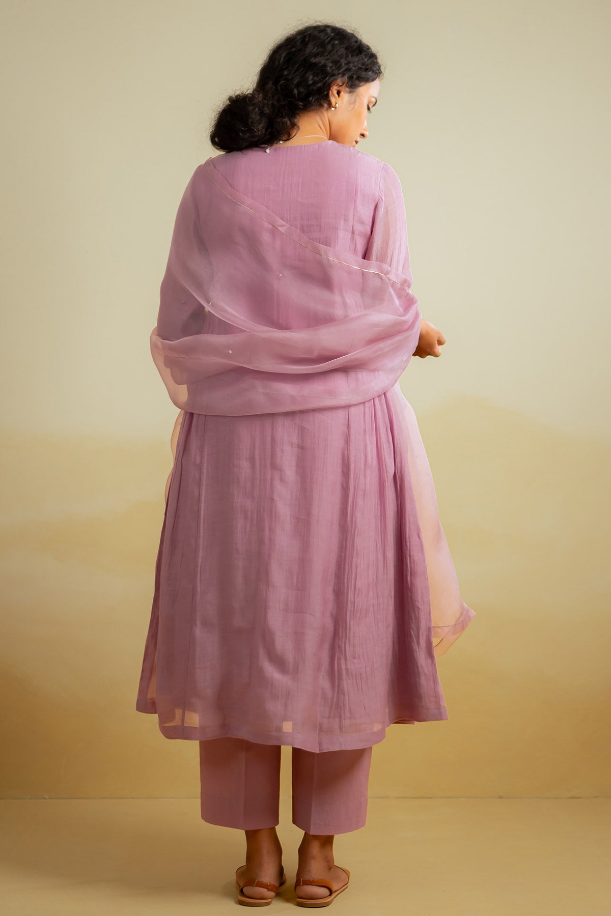 Zari Work Lavender Kurta Set