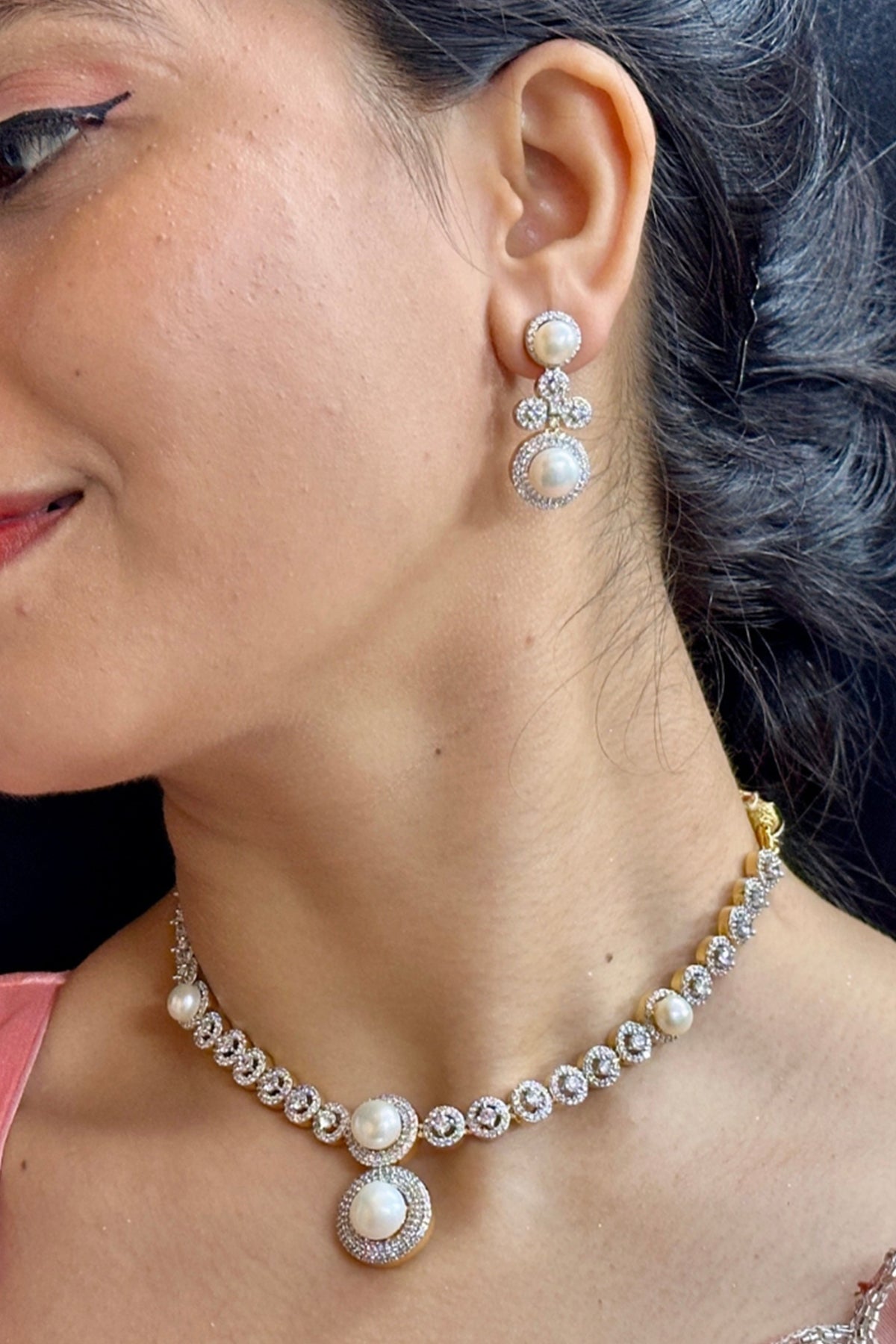Buy Zirconia Silver Jewellery Set for women by J Pearls online available at scrollnshops