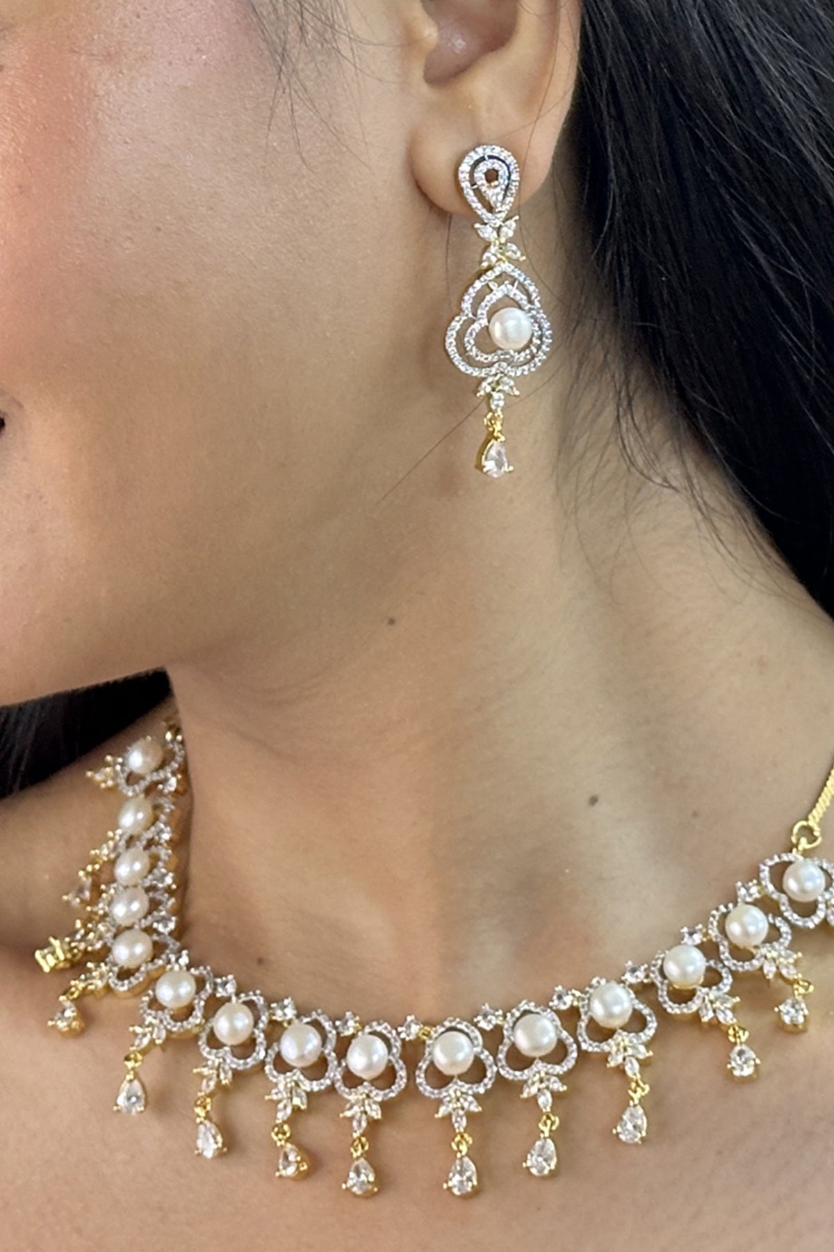 Buy Zirconia Yellow Jewellery Set for women by J Pearls online available at scrollnshops