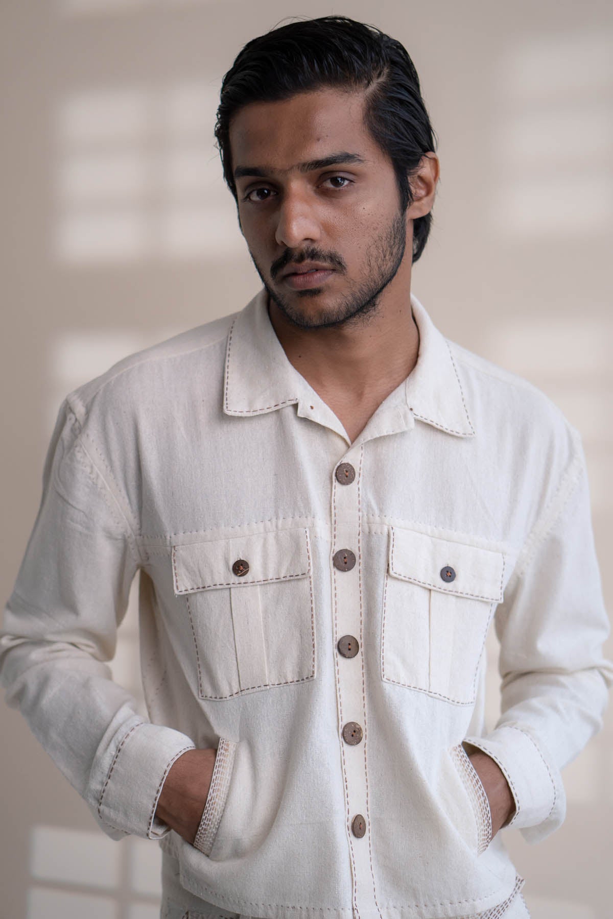 100% cotton Jacket Style Shirt