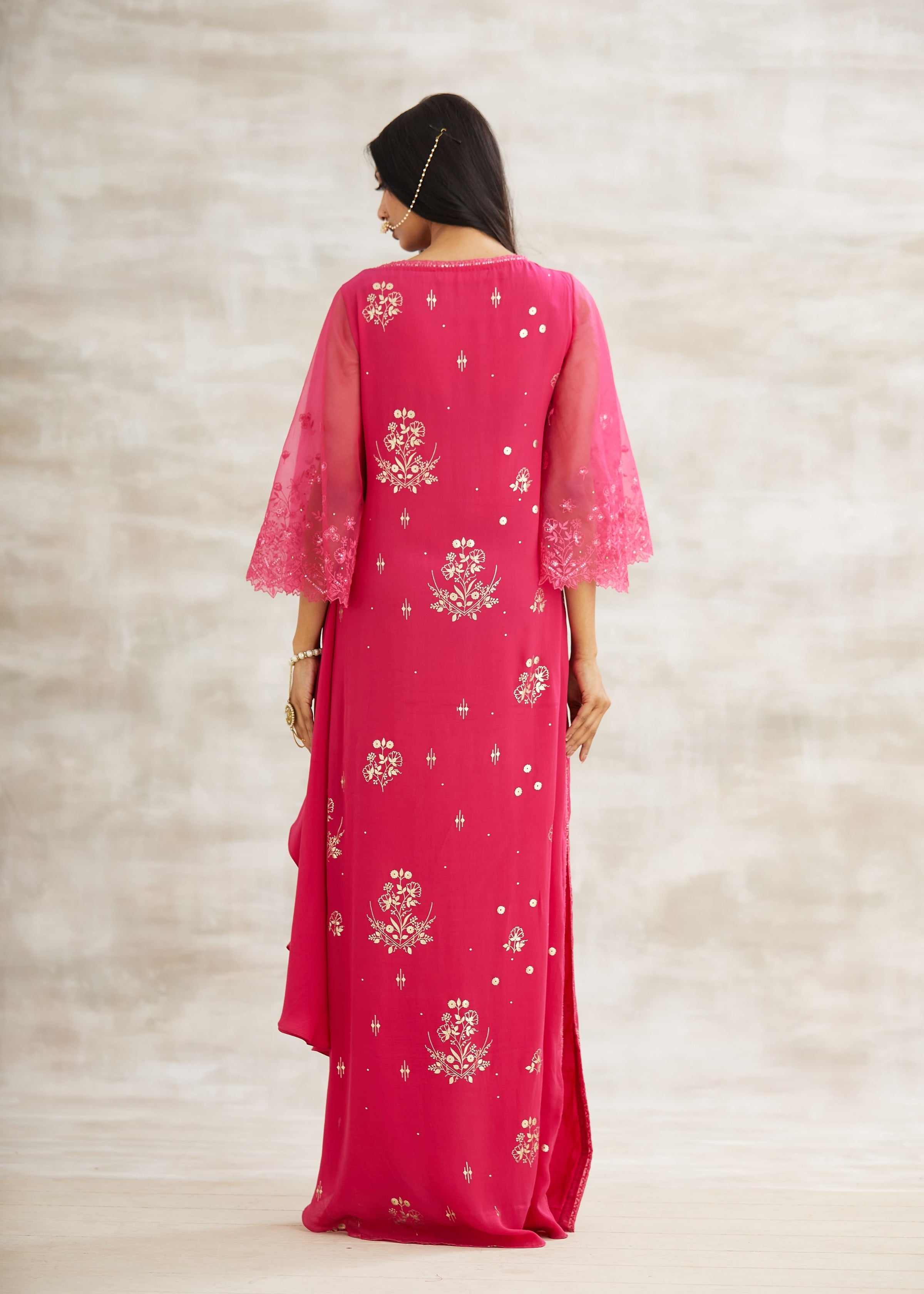 Pink Embroidered Dress Gown