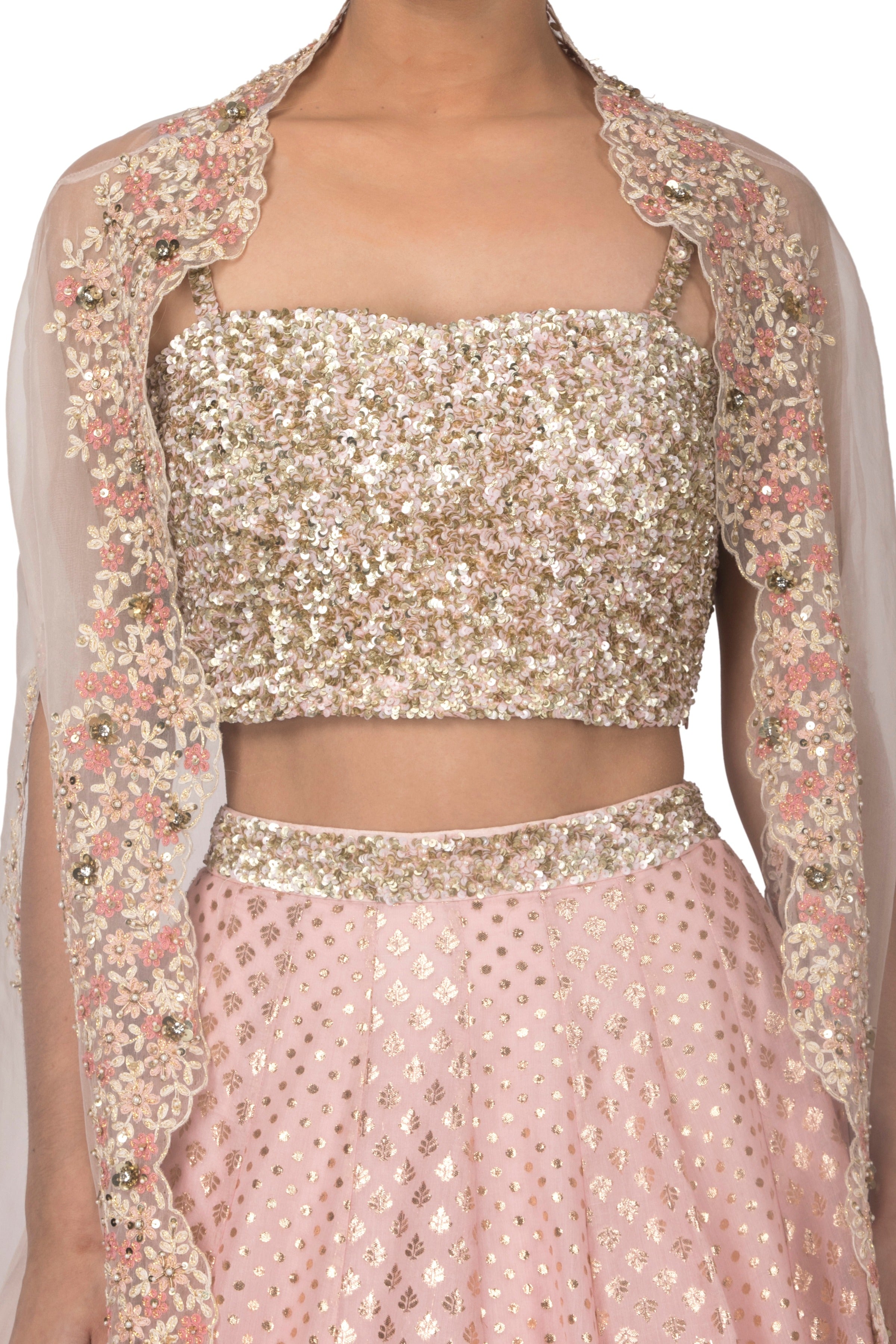 Ivory Chanderi Dori Lehenga Set