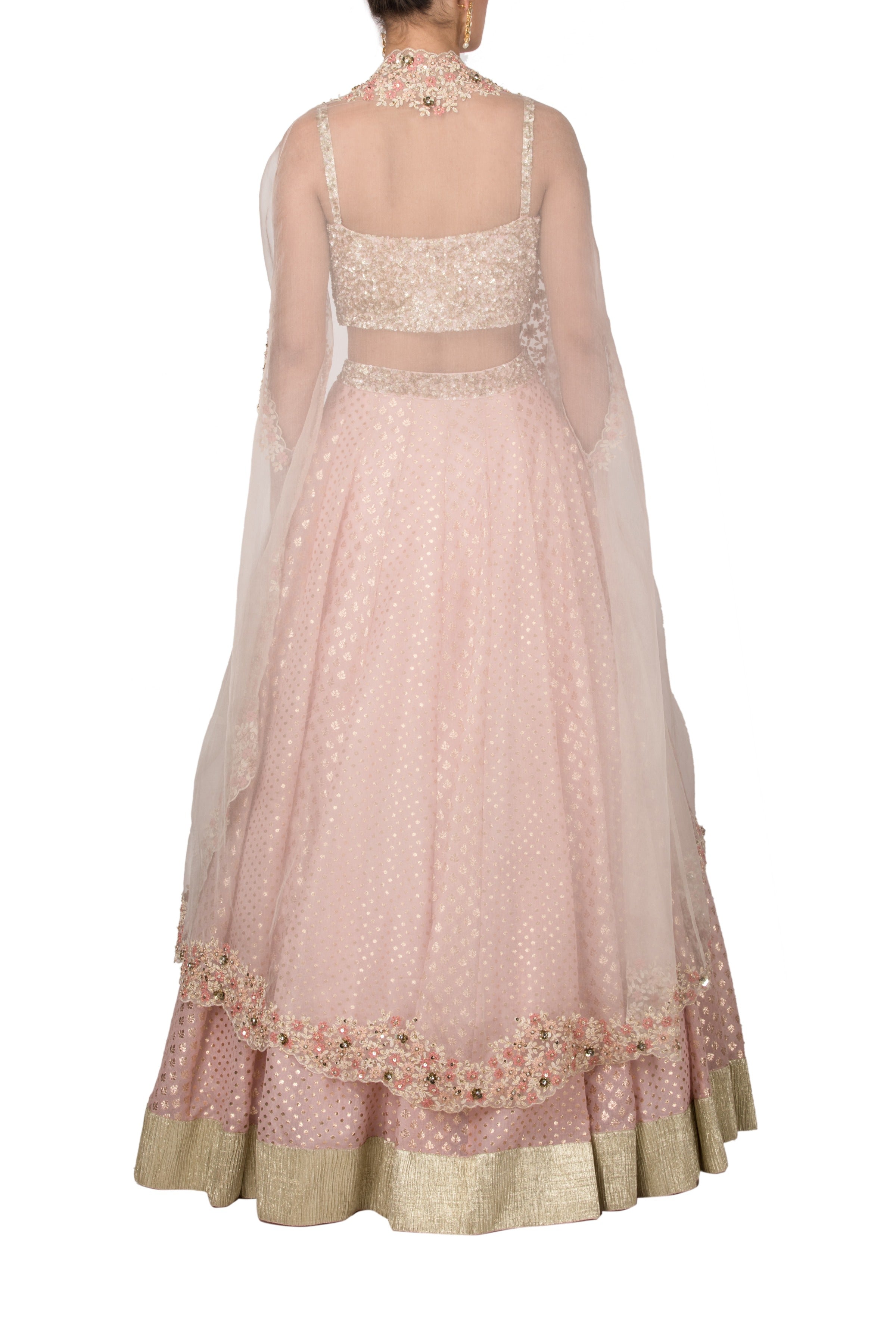 Ivory Chanderi Dori Lehenga Set