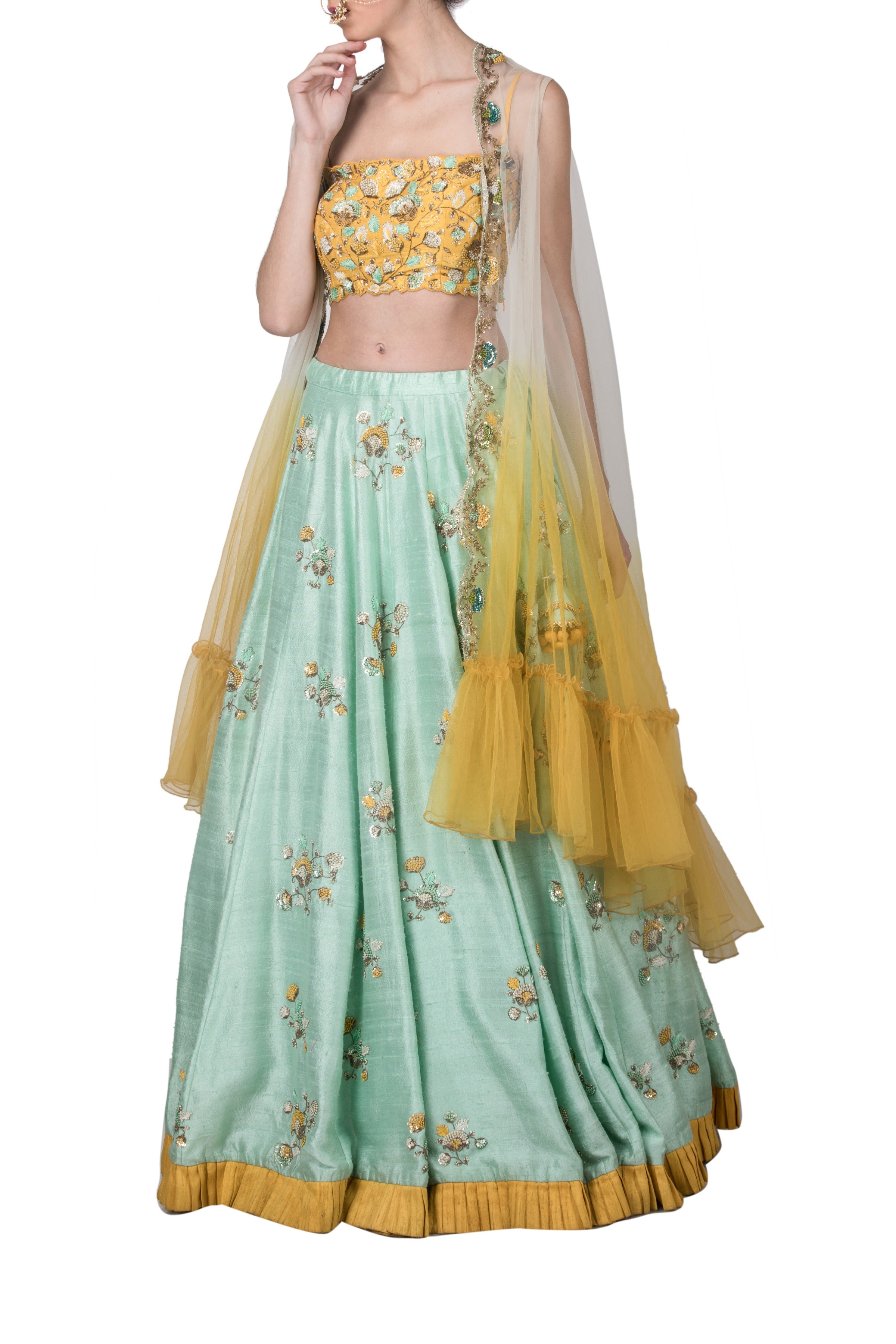 Cape Embroidered Lehenga Set
