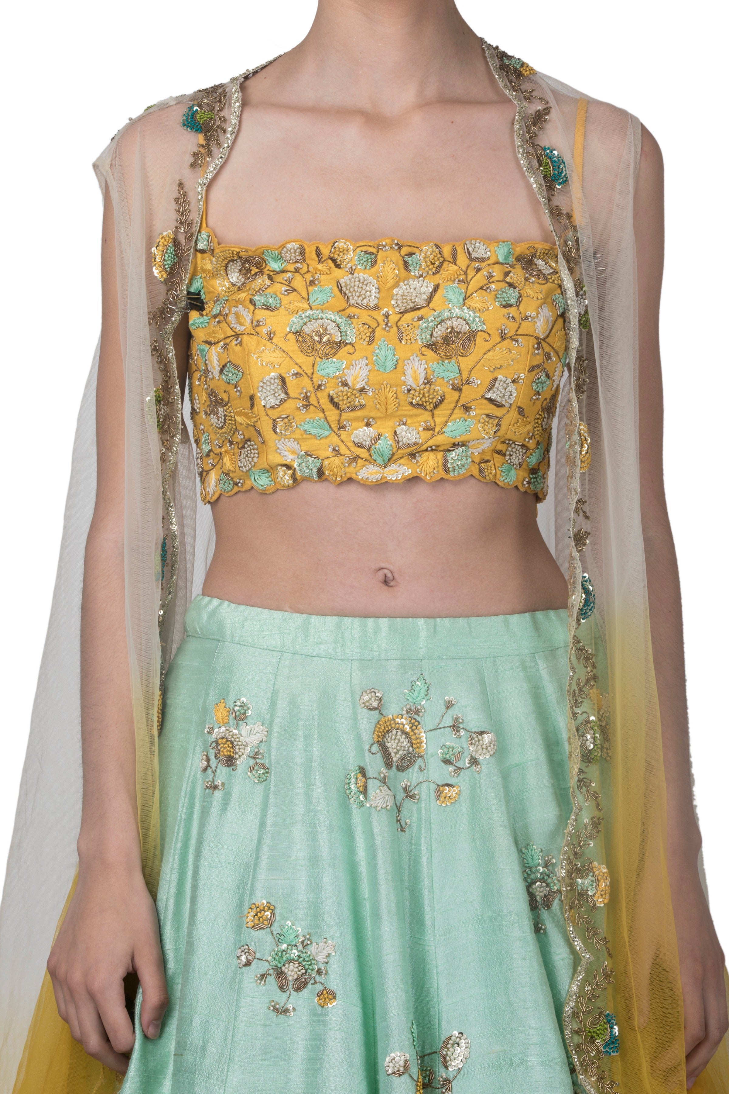 Cape Embroidered Lehenga Set