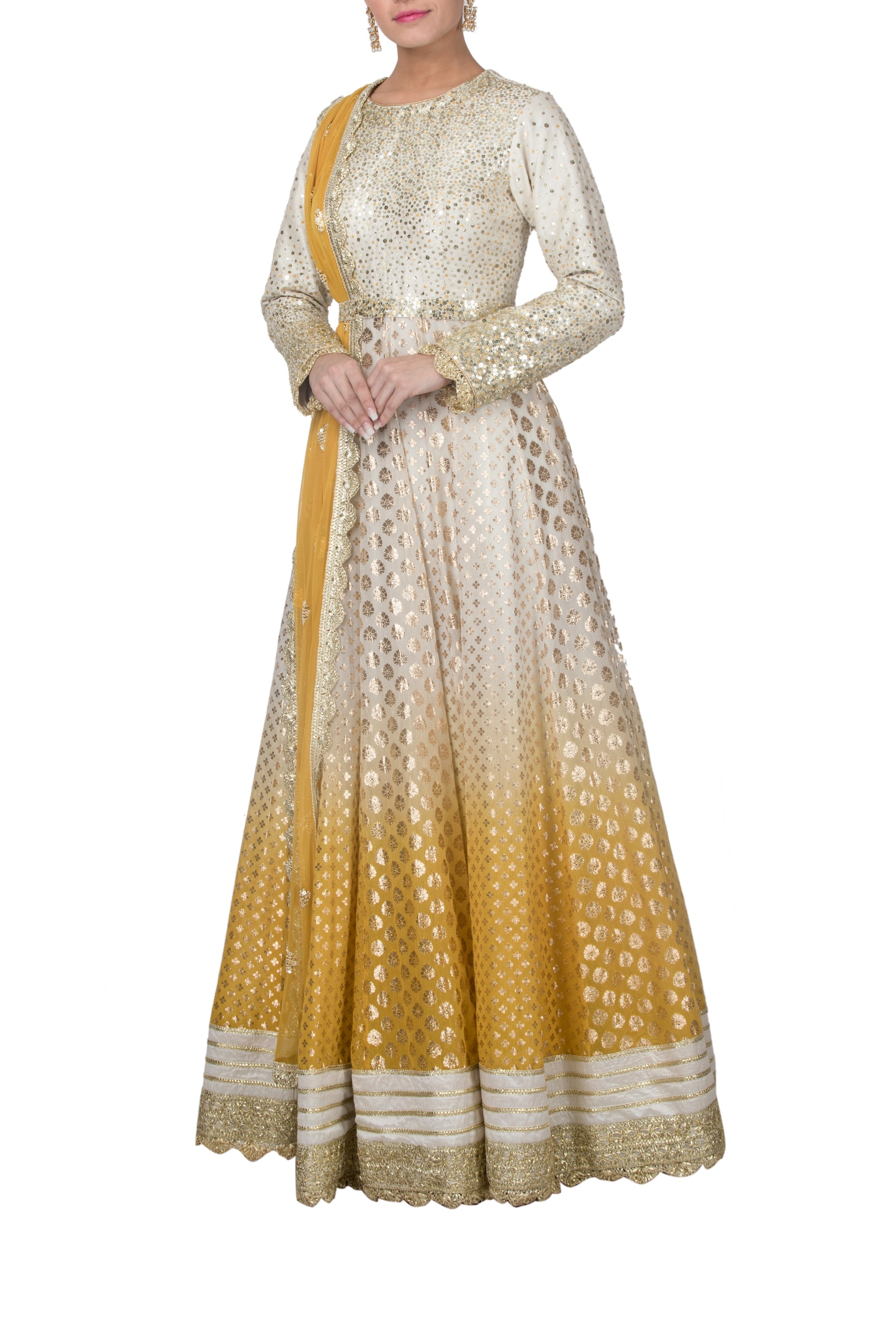 Ombre Chanderi Anarkali Set