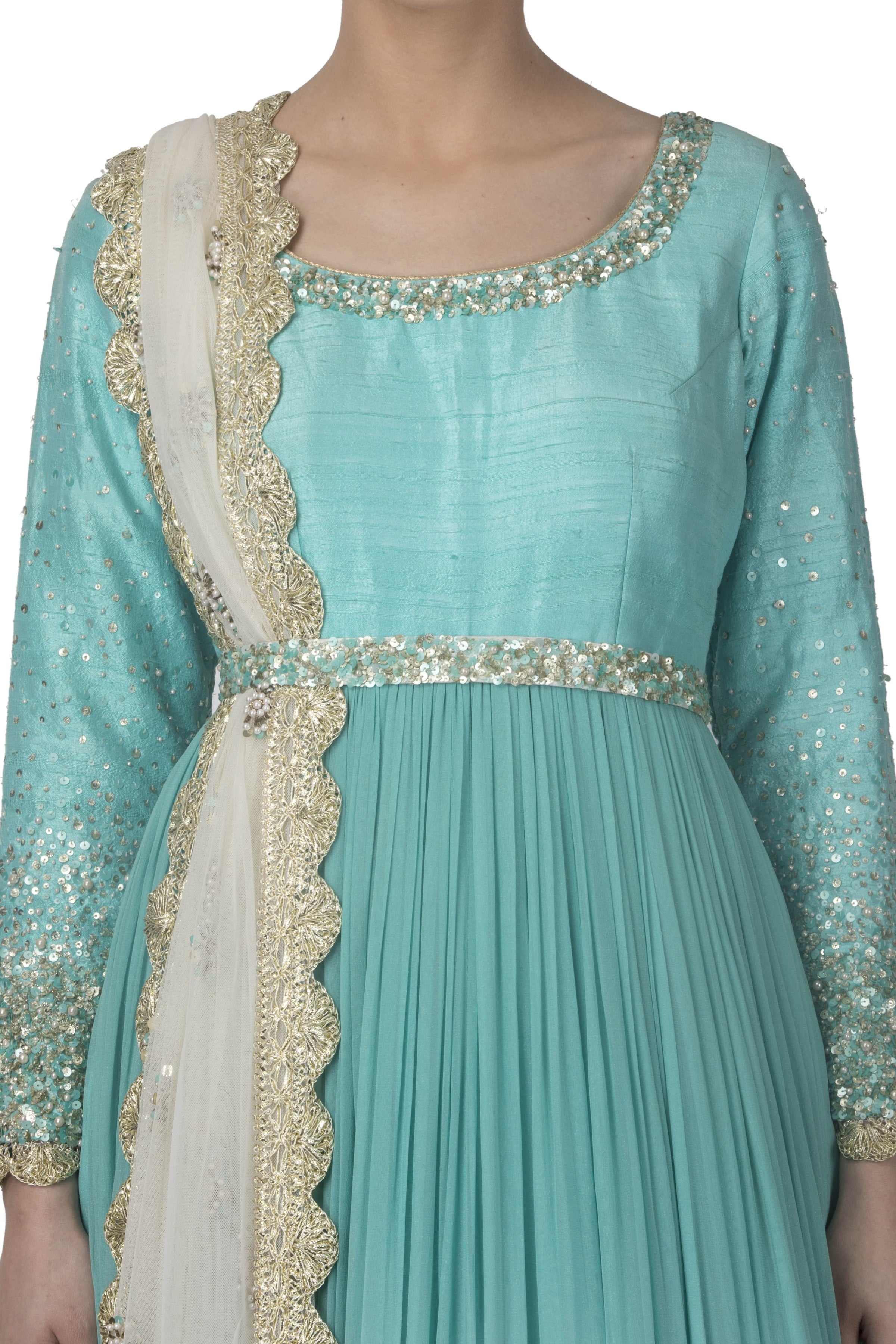 Ombre Sequins Work Anarkali Set