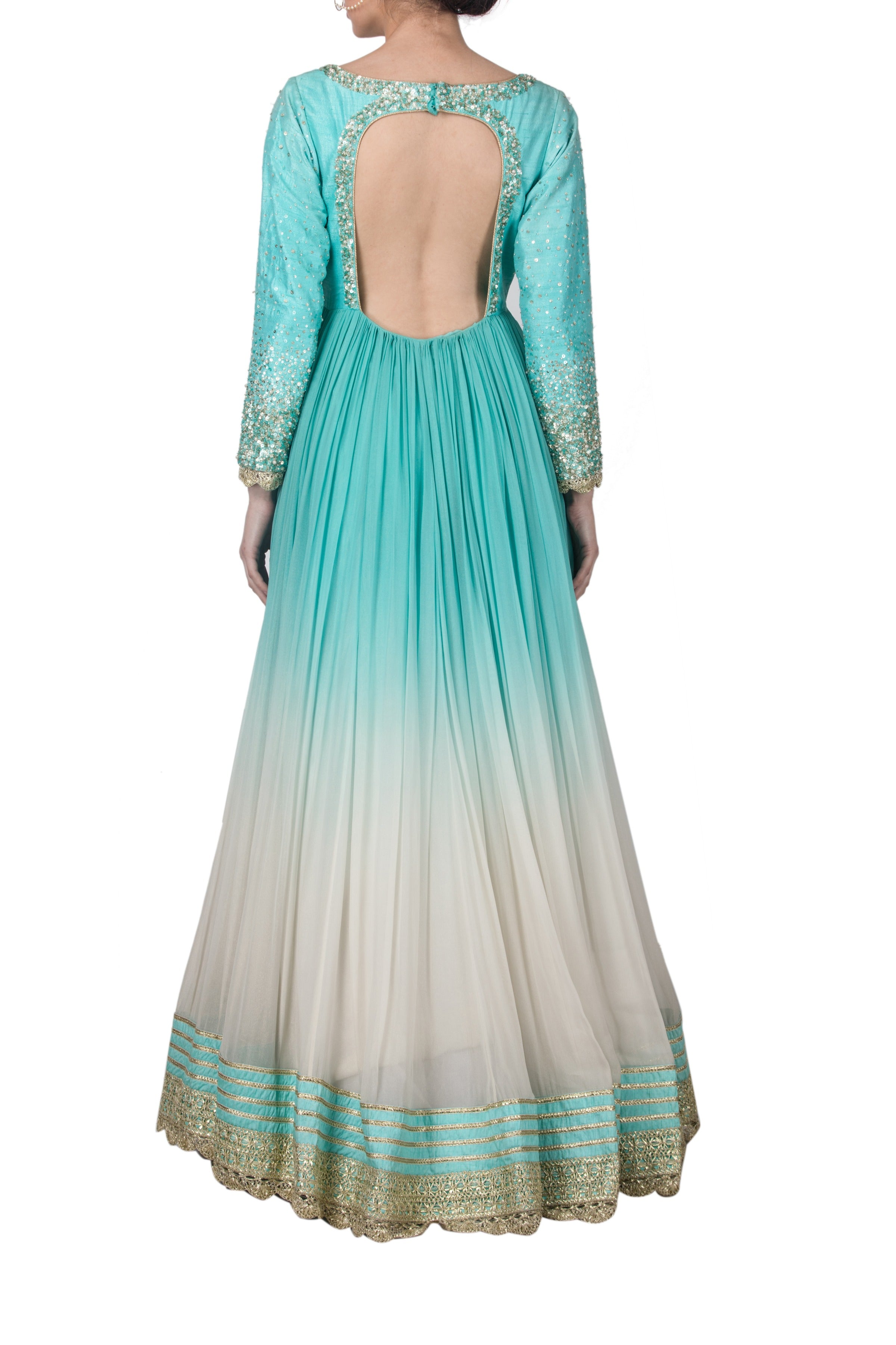 Ombre Sequins Work Anarkali Set