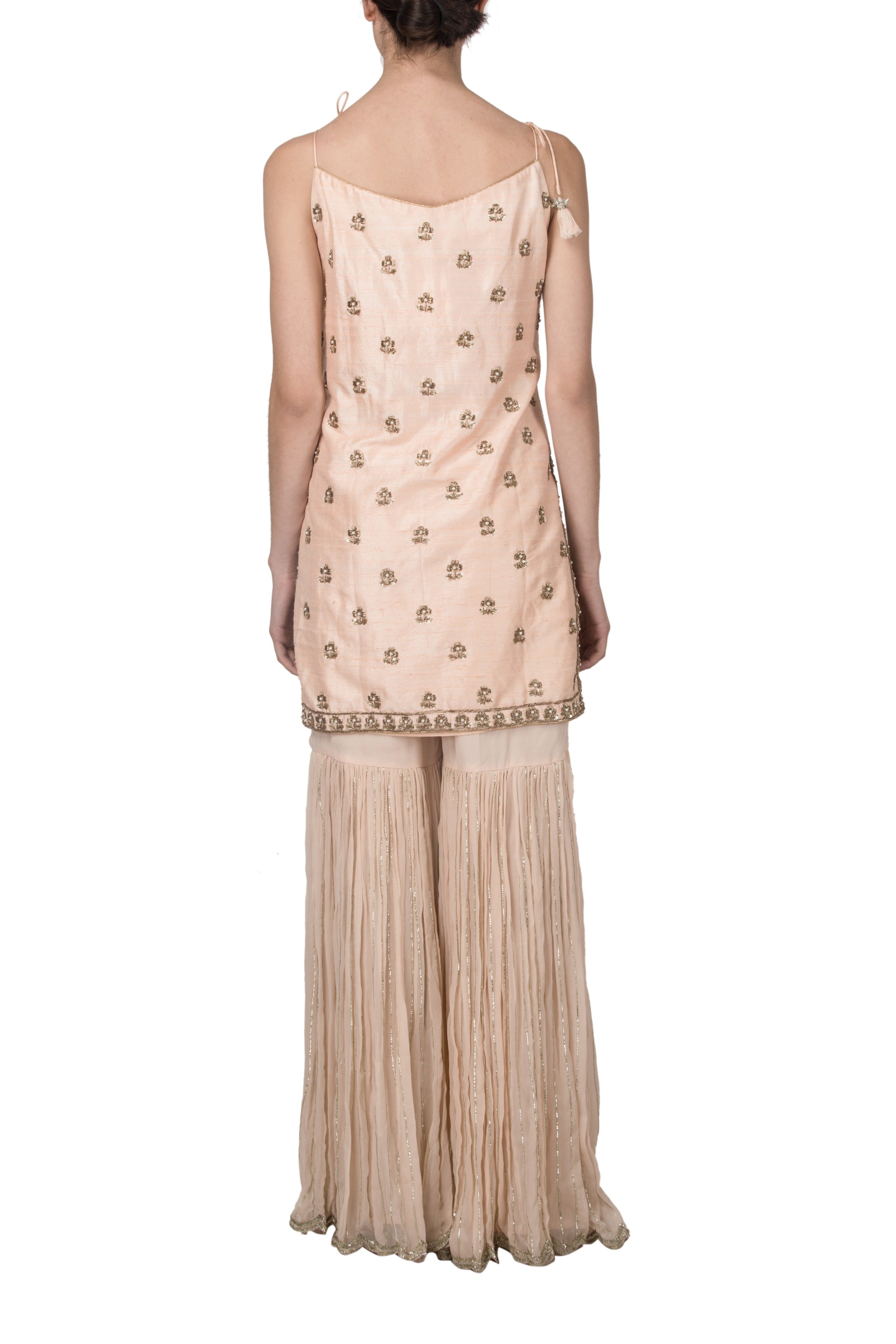 Peach Hand Embroidered Kurta Set