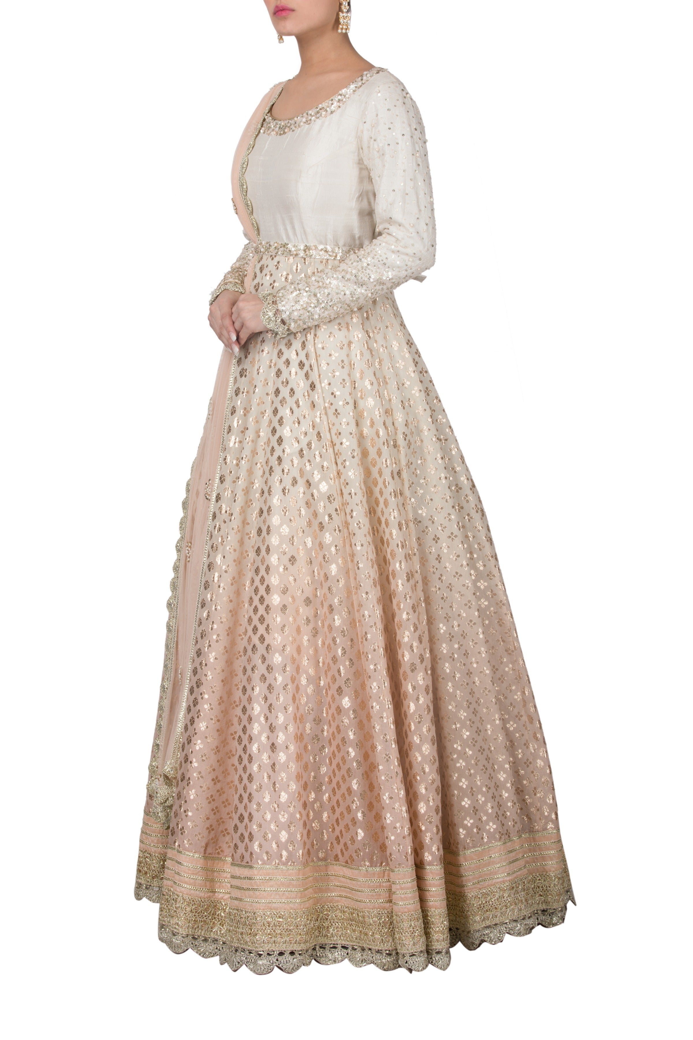 Embroidered Ombre Anarkali Set