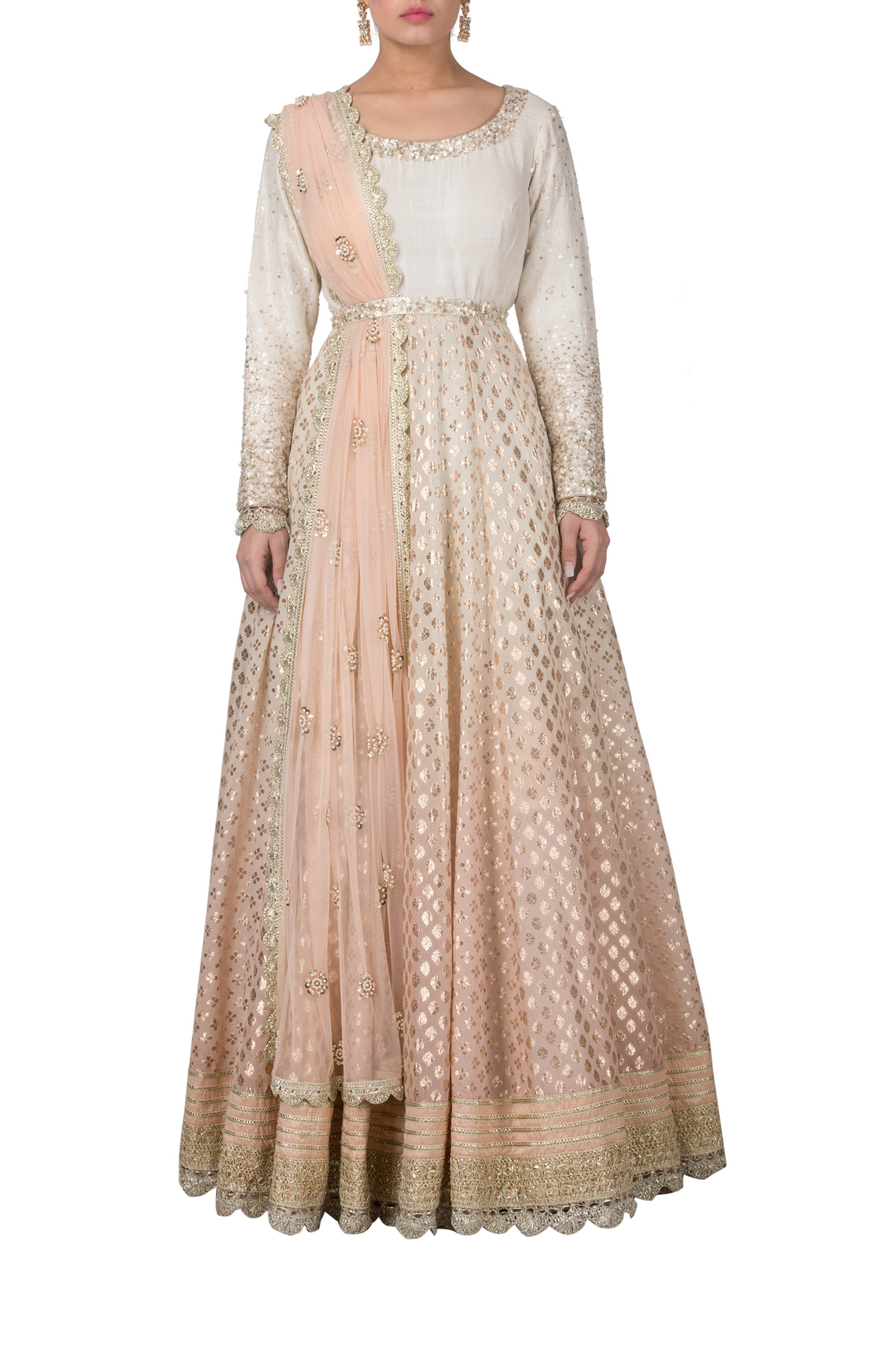 Embroidered Ombre Anarkali Set