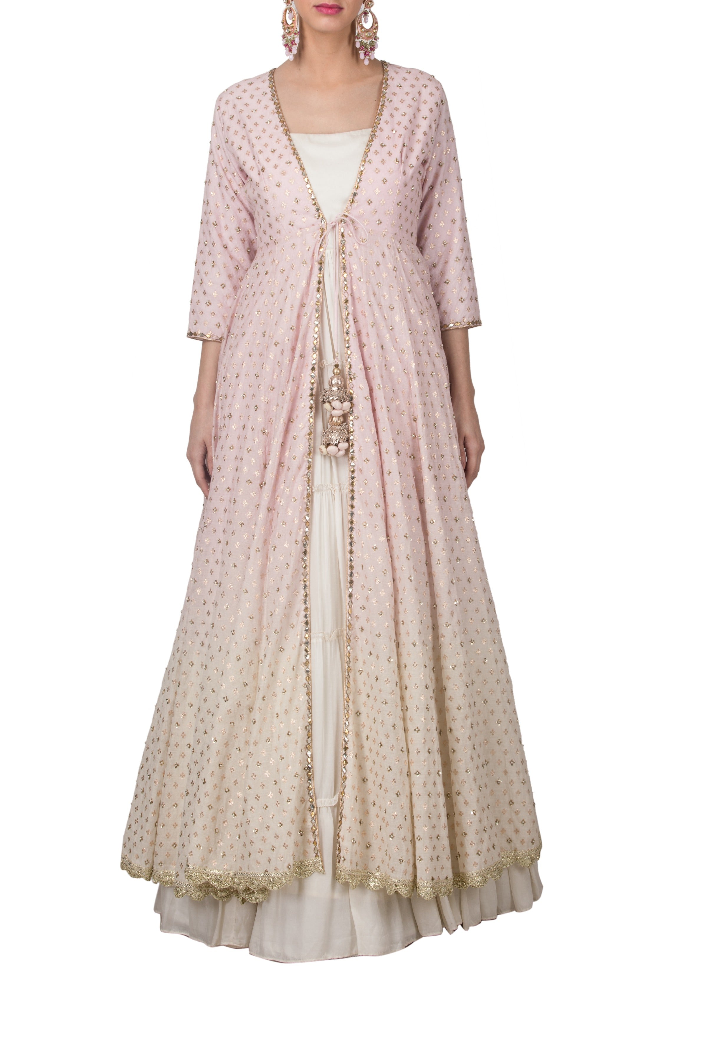 Ivory Chanderi Anarkali & Cape
