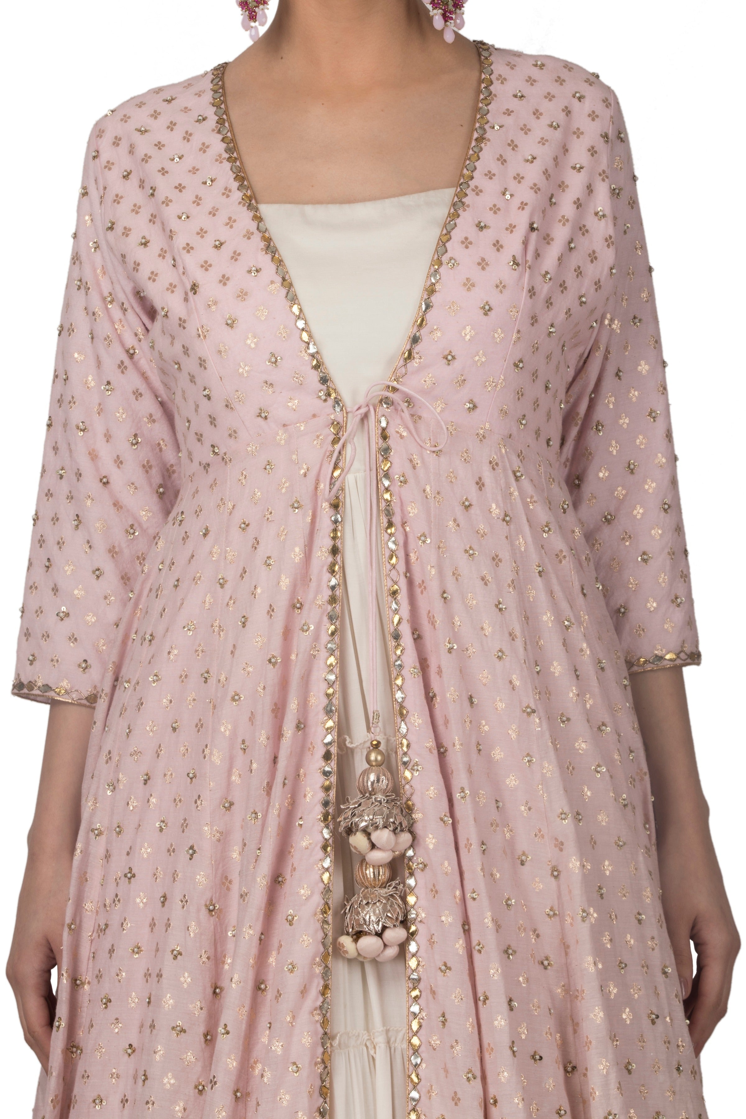 Ivory Chanderi Anarkali & Cape