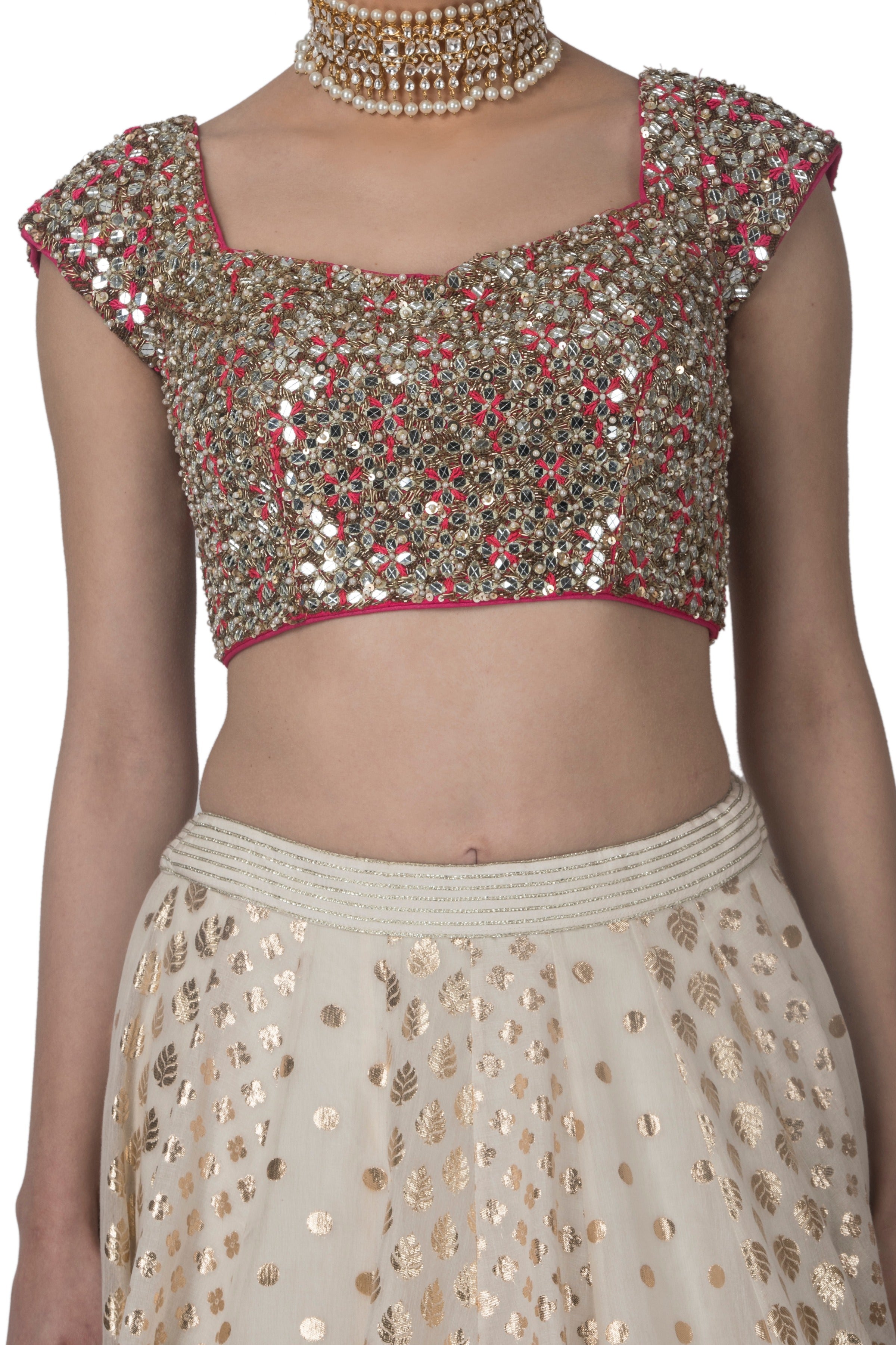 Ivory Chanderi Lehenga Set