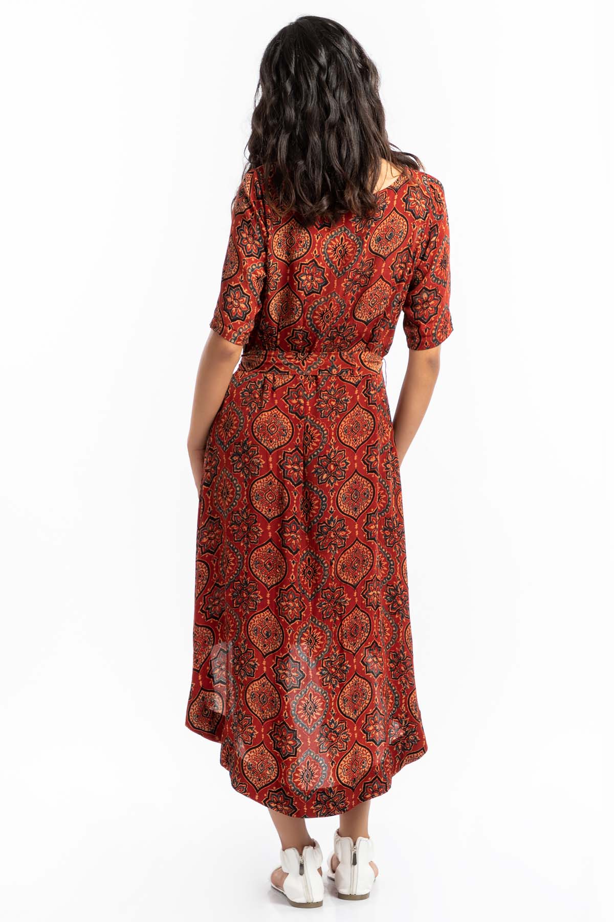 A-line Handprinted Shirt Dress